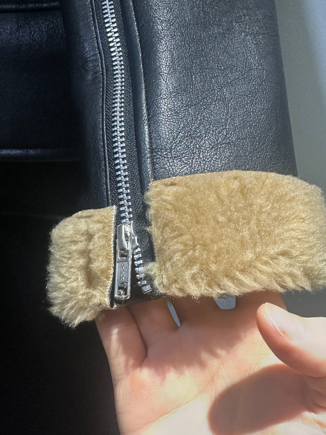 새상품)알렌느 무스탕 시어링 레더 자켓 브라운 2 사이즈 상품이미지4