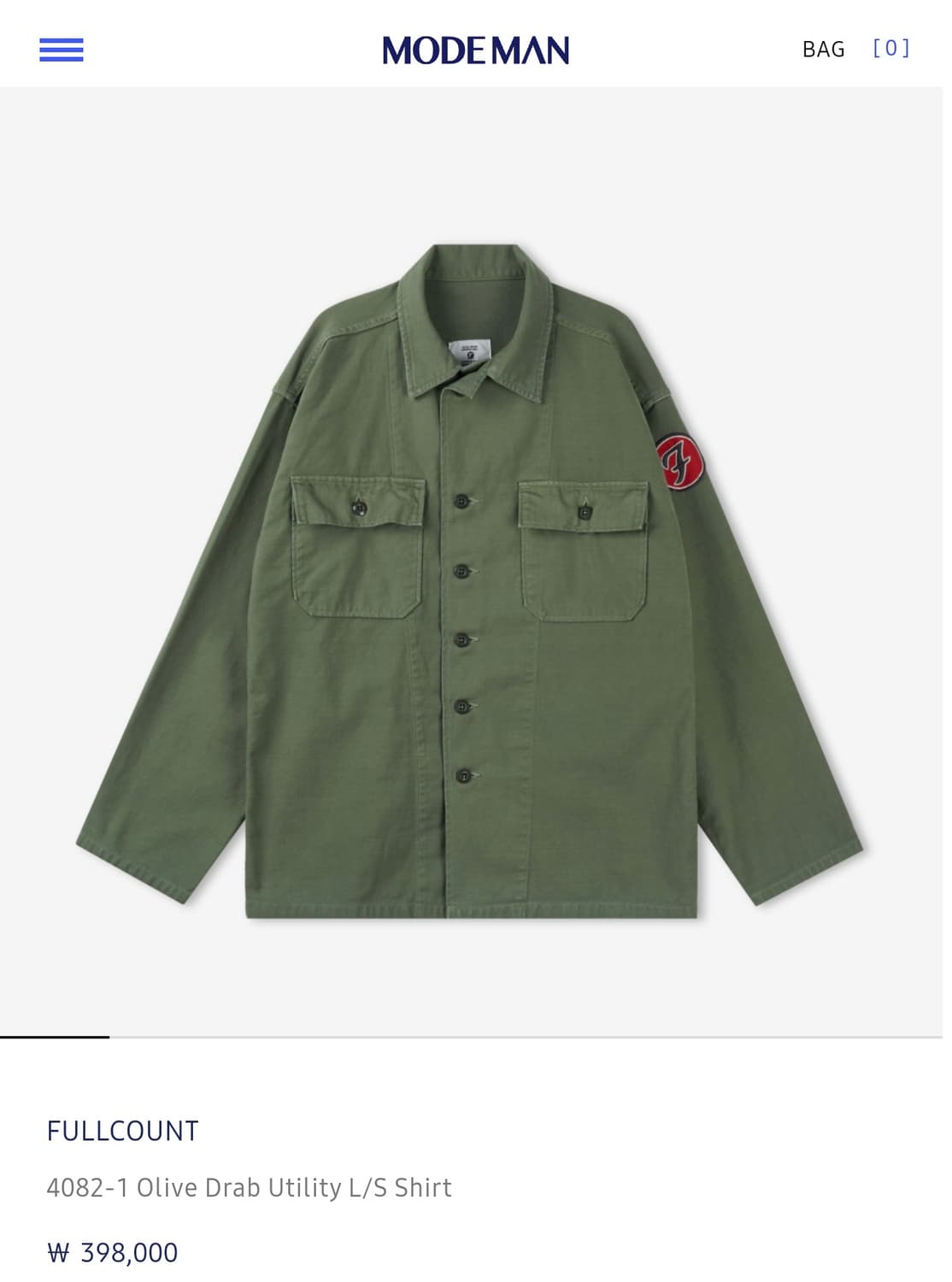 풀카운트 4082-1 olive drab utility shirt (야상 상품이미지7