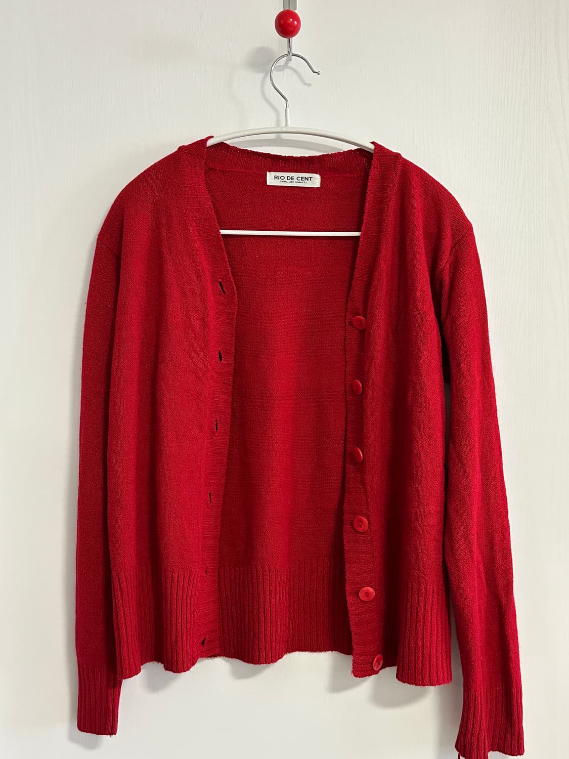 레드 컬러 브이넥 빈티지 가디건 상품이미지4