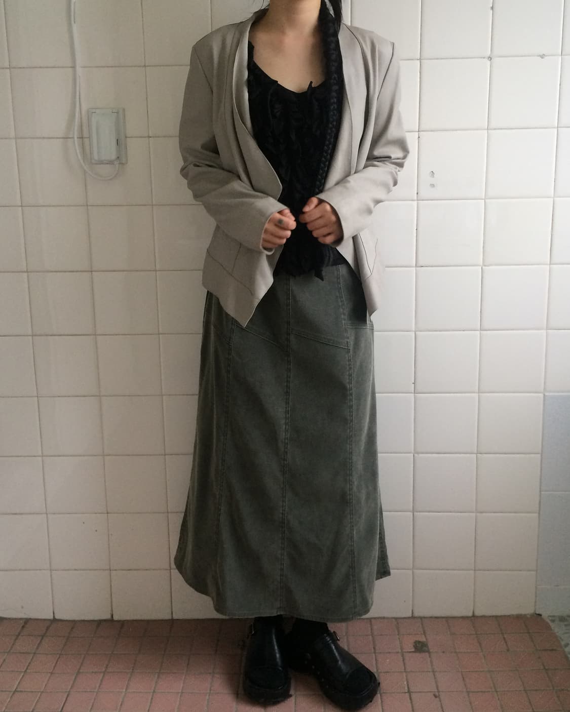 Drape point leather open jacket 상품이미지1