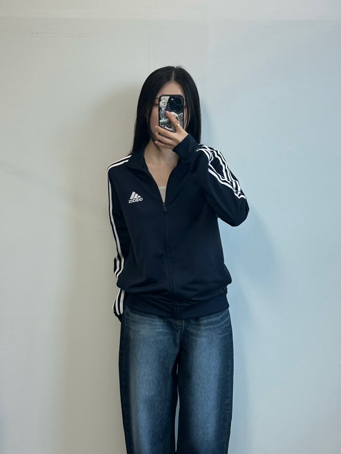 아디다스 자수로고 사이드라인 네이비 트랙탑 져지 상품이미지1