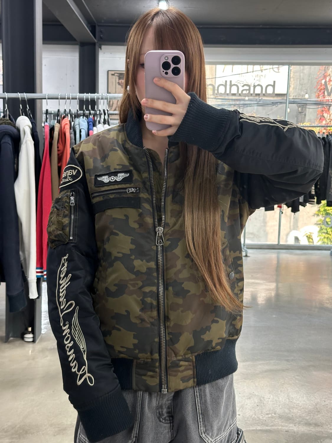 벤슨 카모 풀자수로고 포켓 ma-1 자켓 상품이미지4