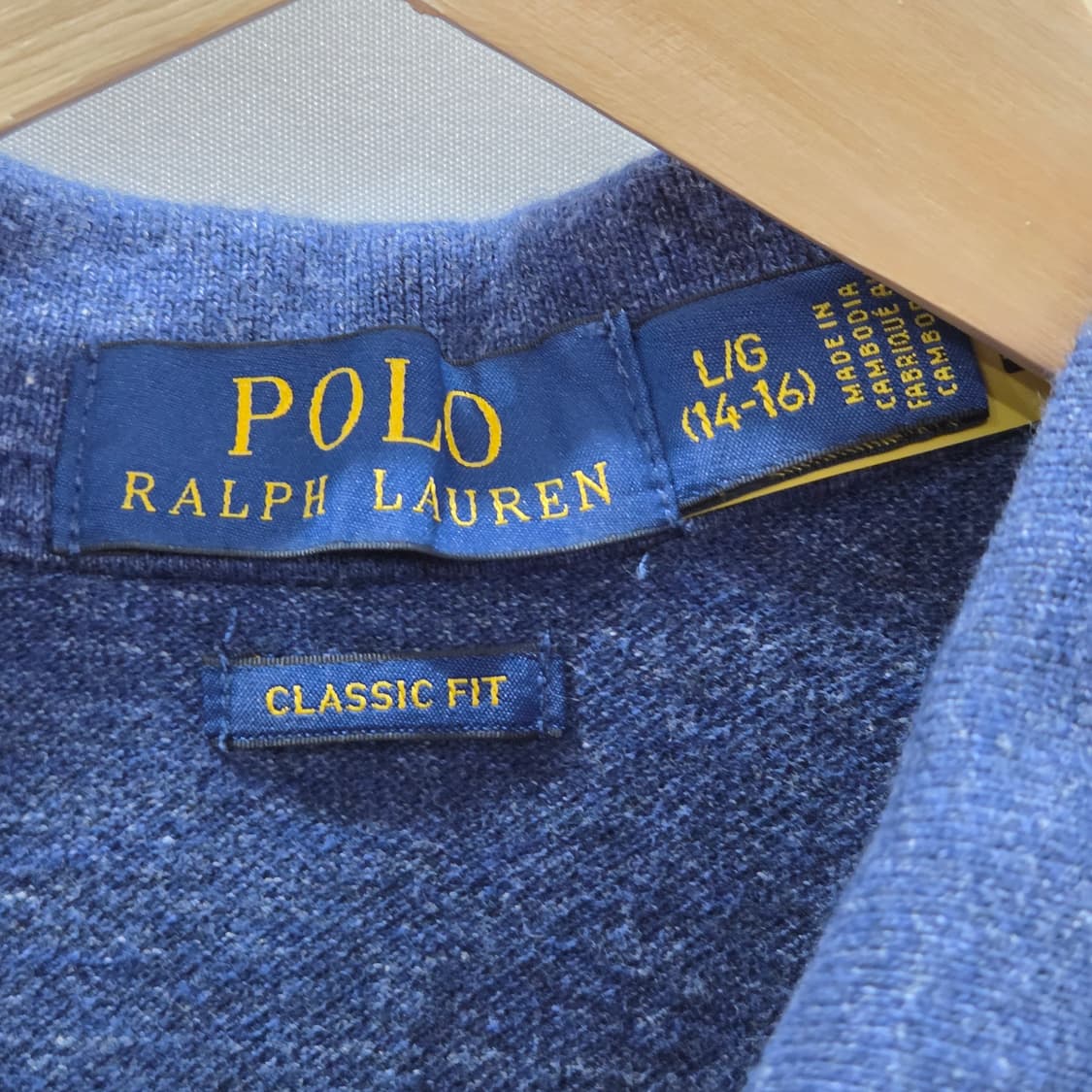 폴로랄프로렌 보이즈 코튼 카라 빅포니 반팔티 멜란지네이비 L/14/16  상품이미지3