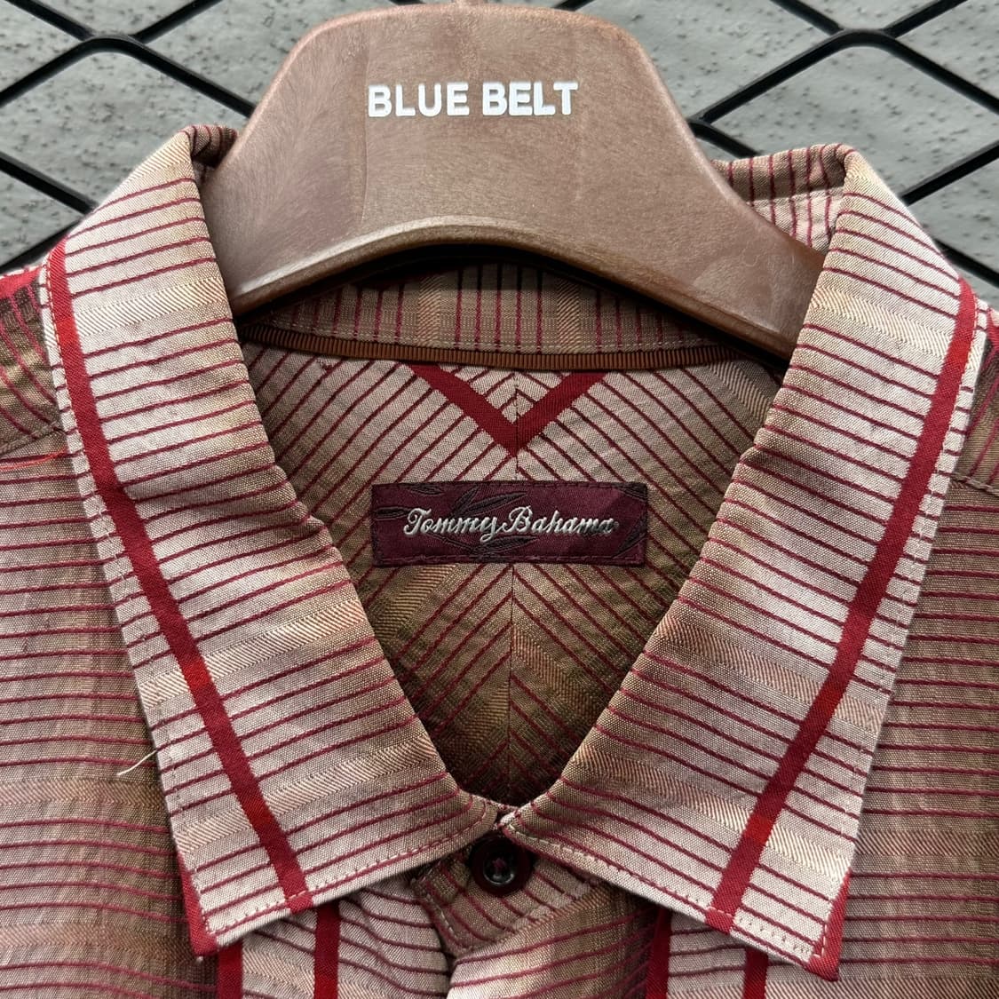 USA VINTAGE 바하마 실크셔츠 엠보싱 스트라이프 패턴 그라데이션 상품이미지6