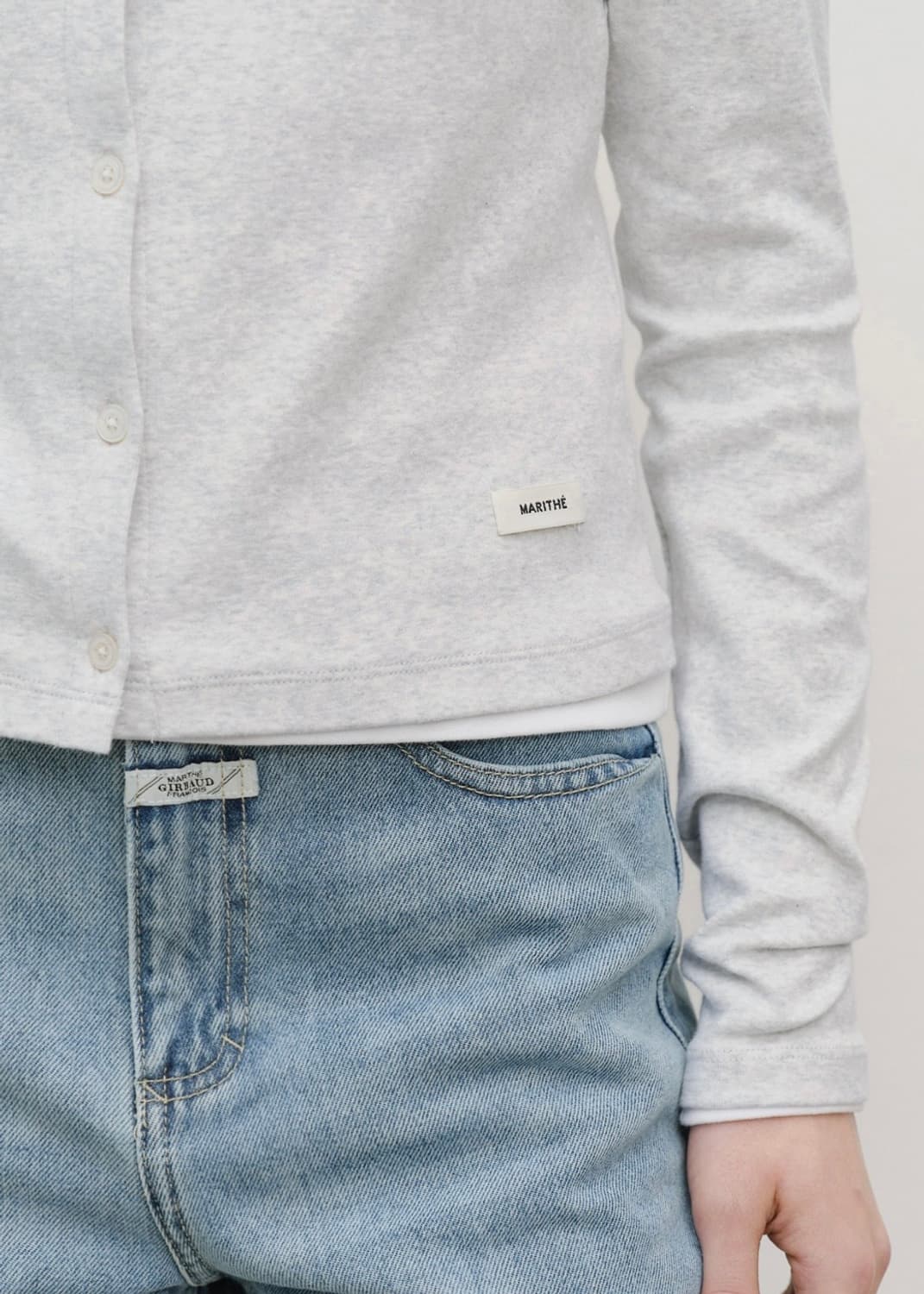 마리떼 프랑소와 저버 우먼 베이직 코튼 가디건 S 그레이 새상품 상품이미지2