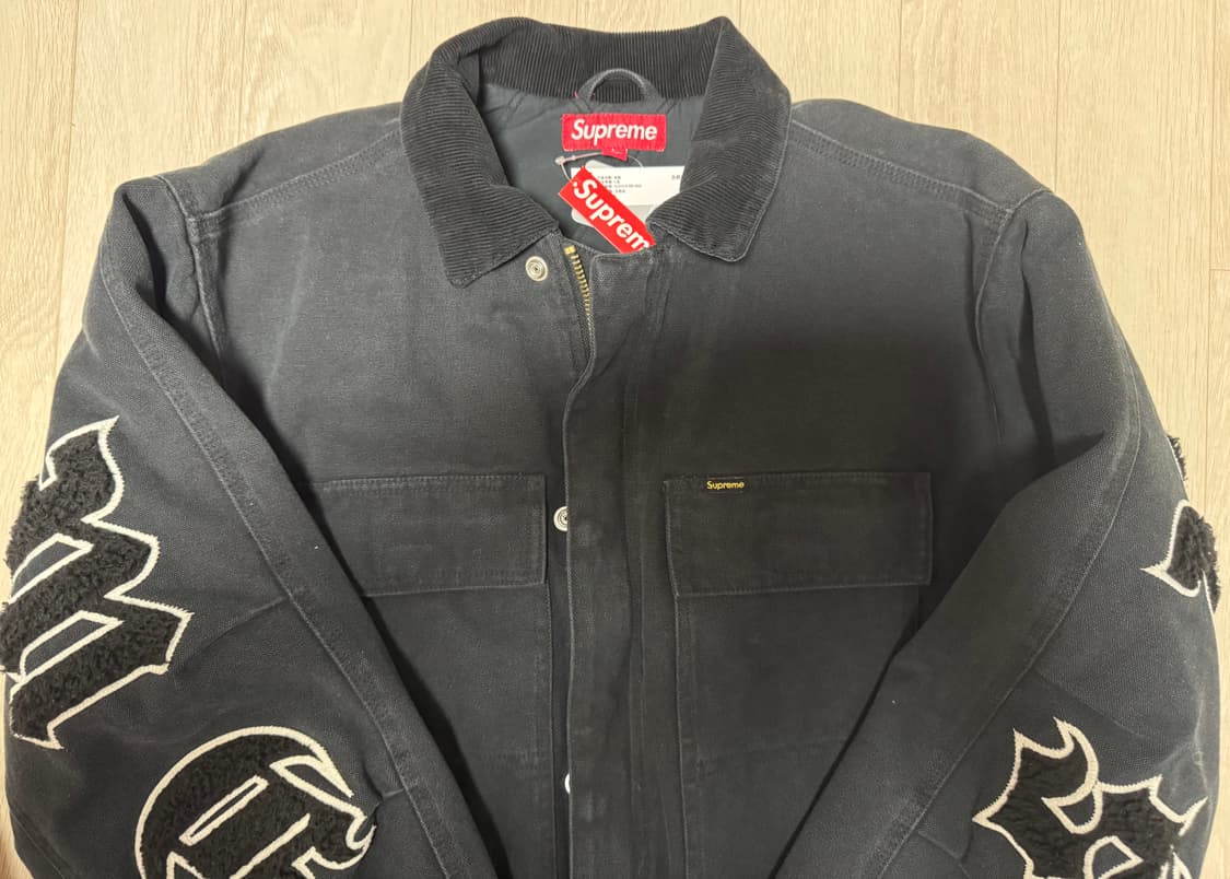 슈프림 올드 잉글리쉬 캔버스 워크 자켓 블랙 - 25SS (L) 상품이미지1