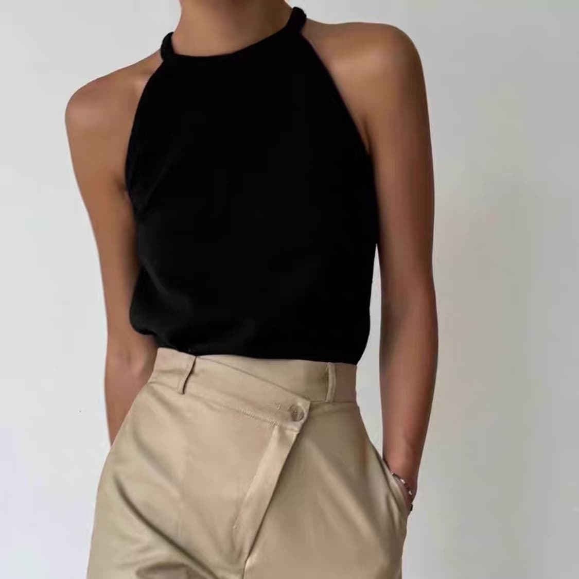 홀터넥 가디건 세트 블랙 apoem 아포엠 상품이미지1