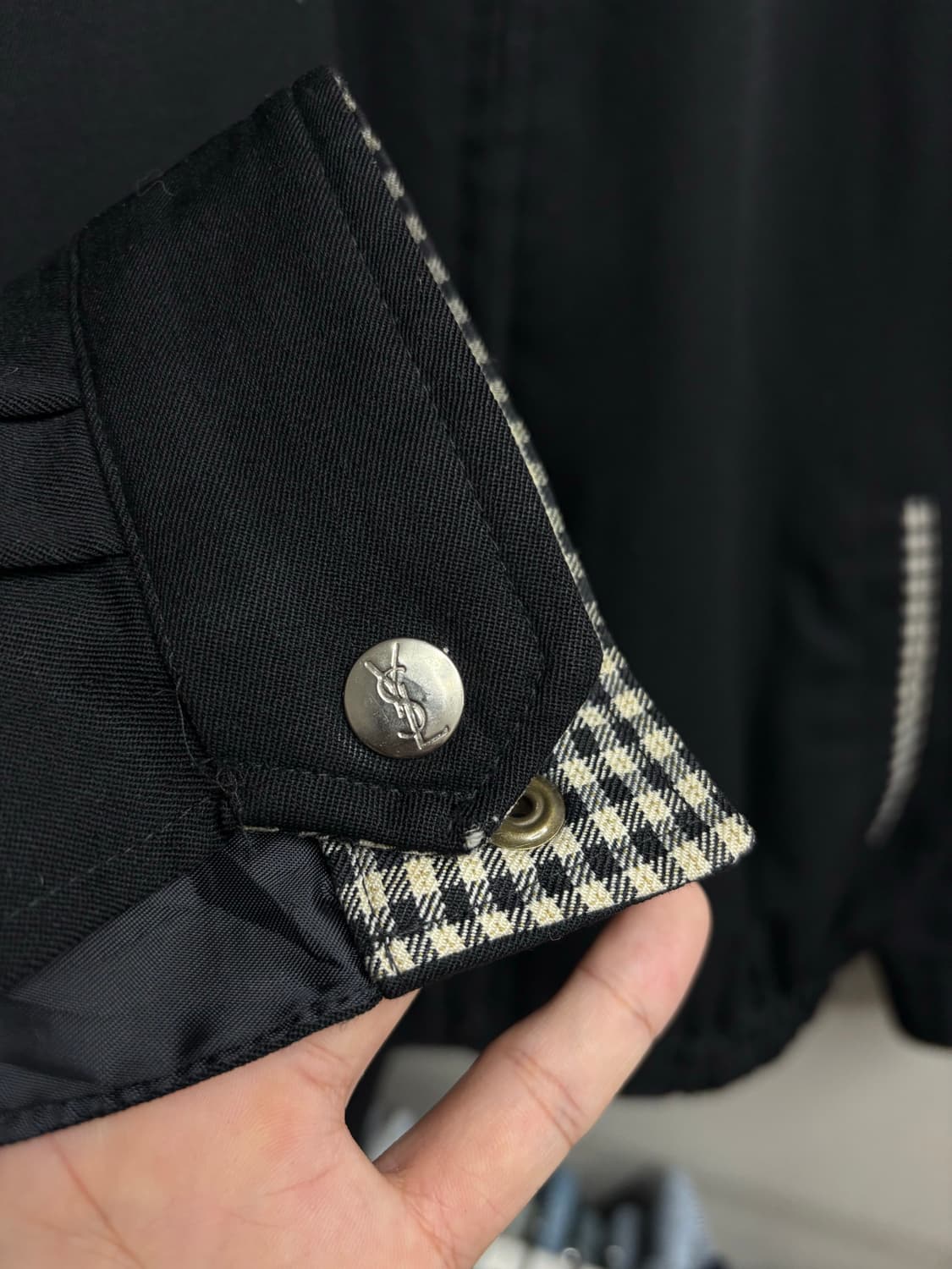 입생로랑00s 블랙 체크카라 자켓 상품이미지4