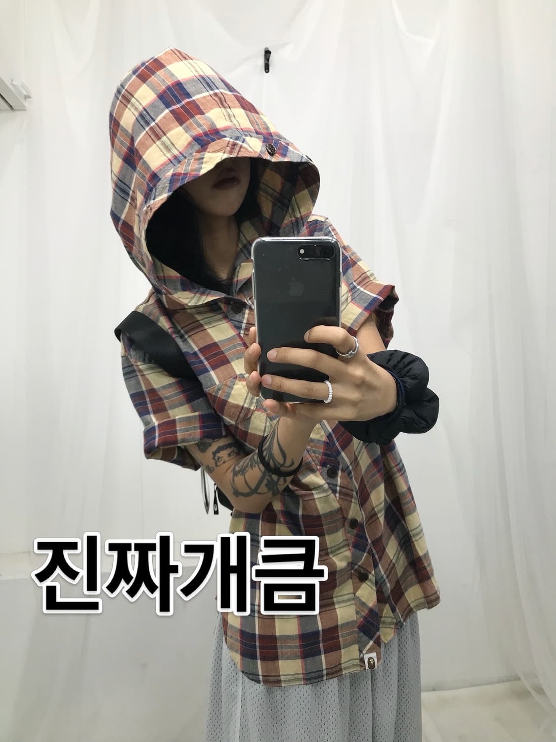 < Bape Check Pattern High Neck Hooded Ja 상품이미지7