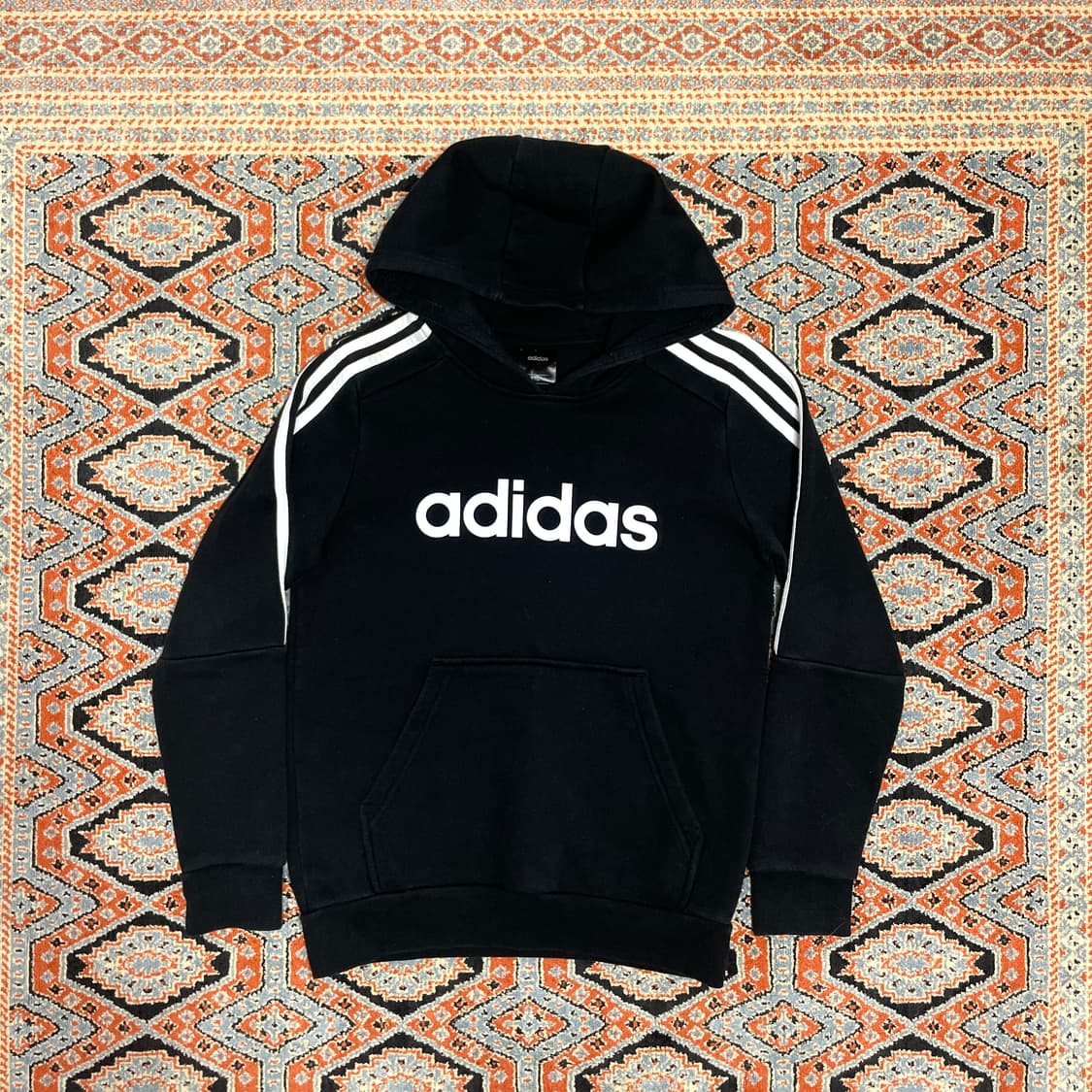  아디다스 삼선 빅로고 블랙 기모 후드티 여성S/140 상품이미지1