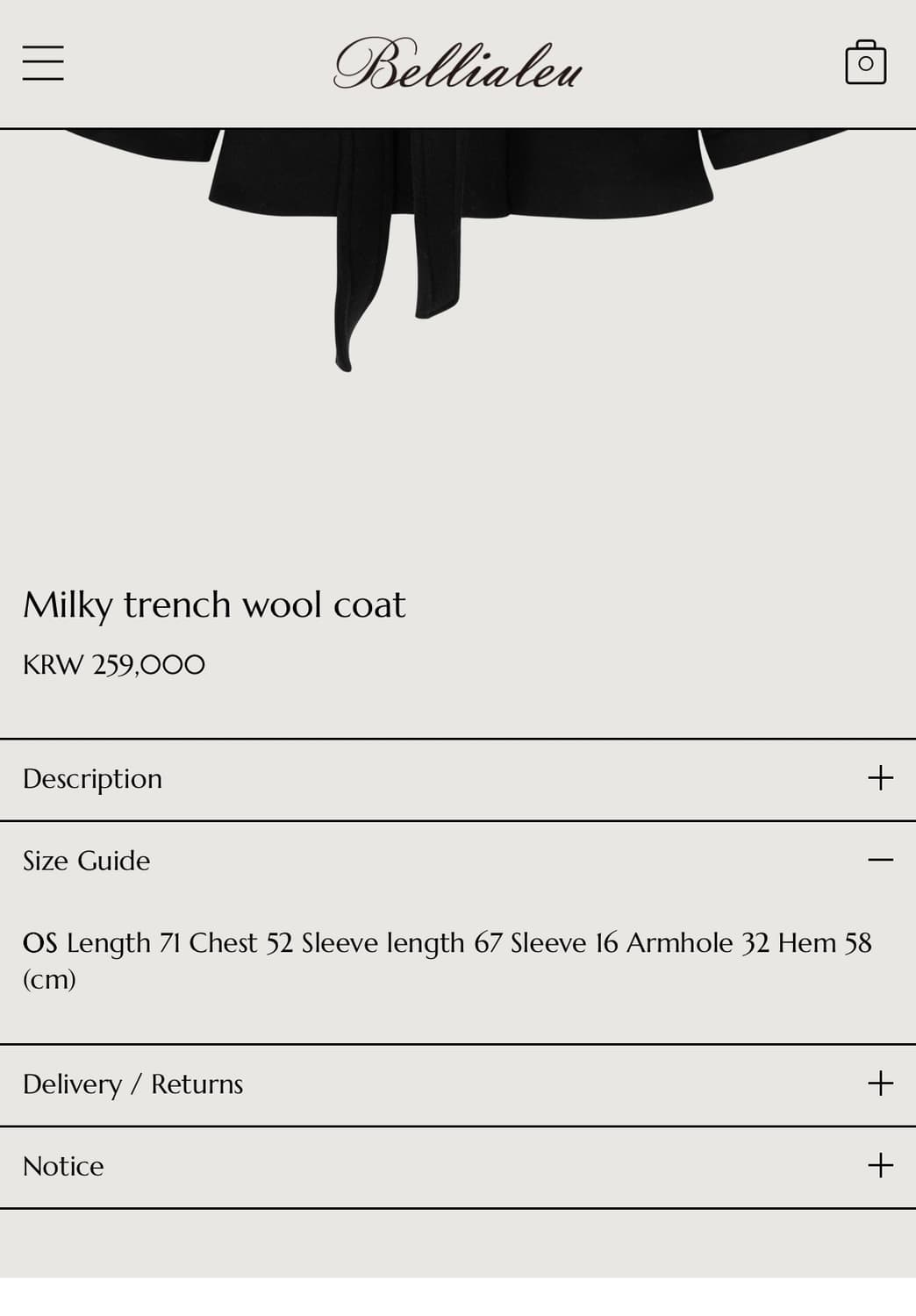 벨리아르 트렌치 울 코트 블랙 상품이미지2