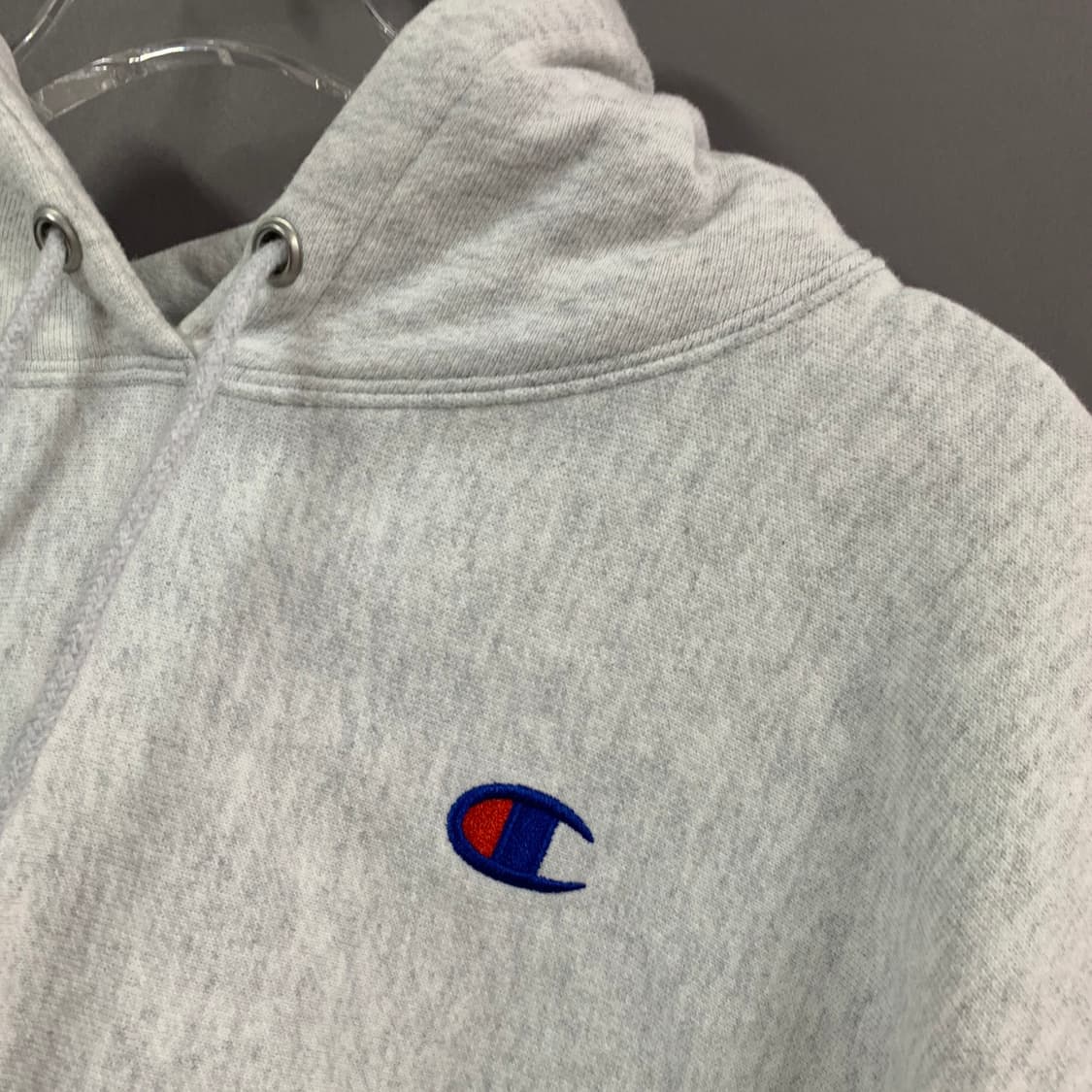 L 챔피온 리버스위브 블루택 크롭 기모 후드티 상품이미지3