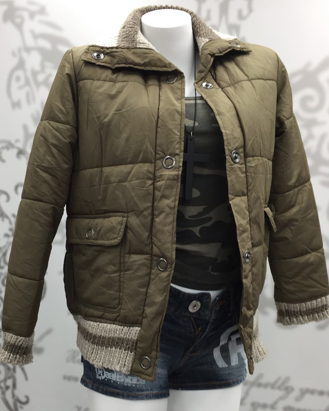 Y2K Khaki padding 상품이미지2