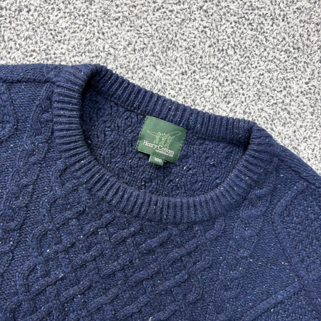 100 헨리코튼 긴팔 울 케이블 니트 0401J 상품이미지2