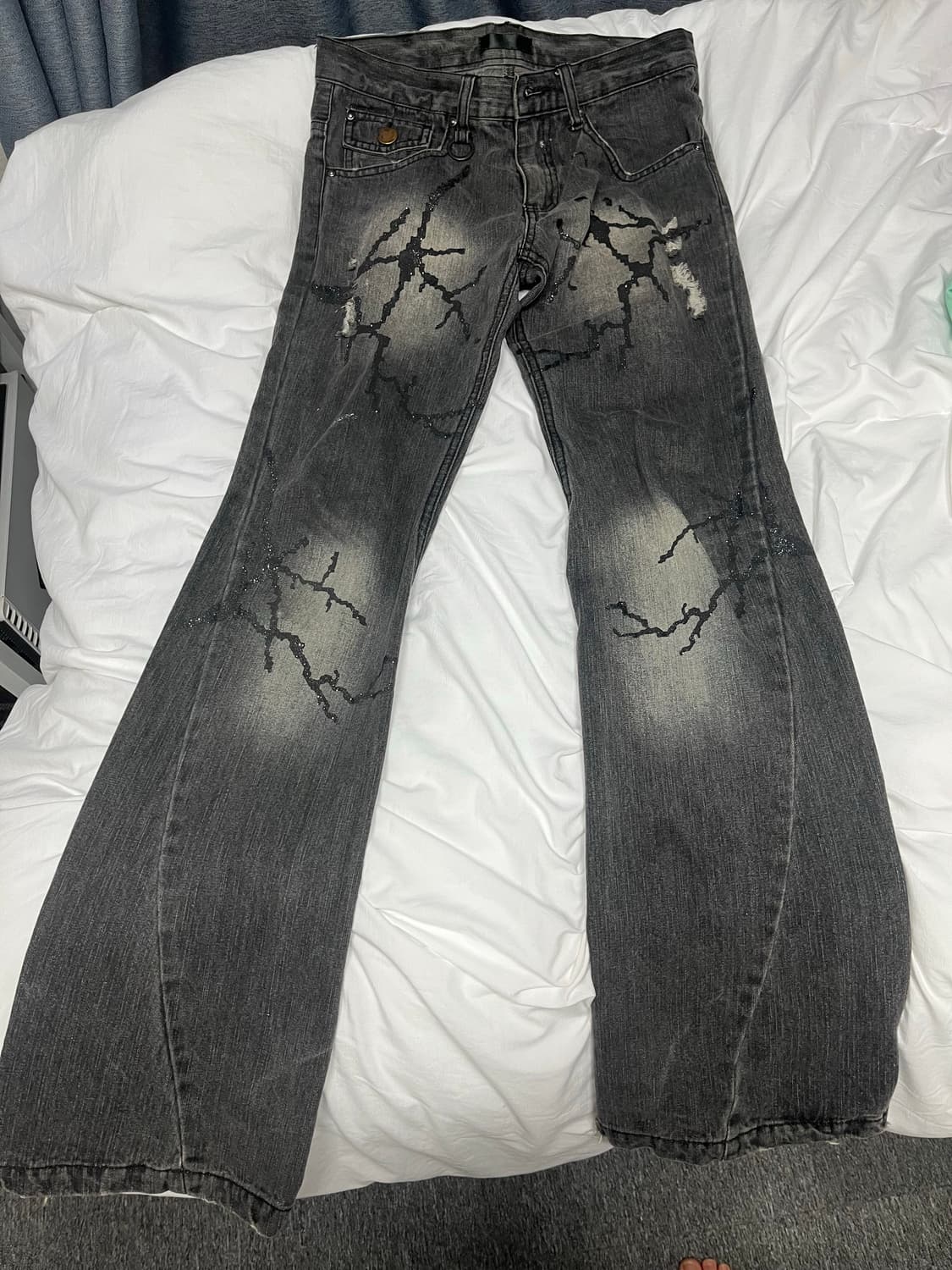 일본 빈티지 그레이 부츠컷 디테일 데님 상품이미지1