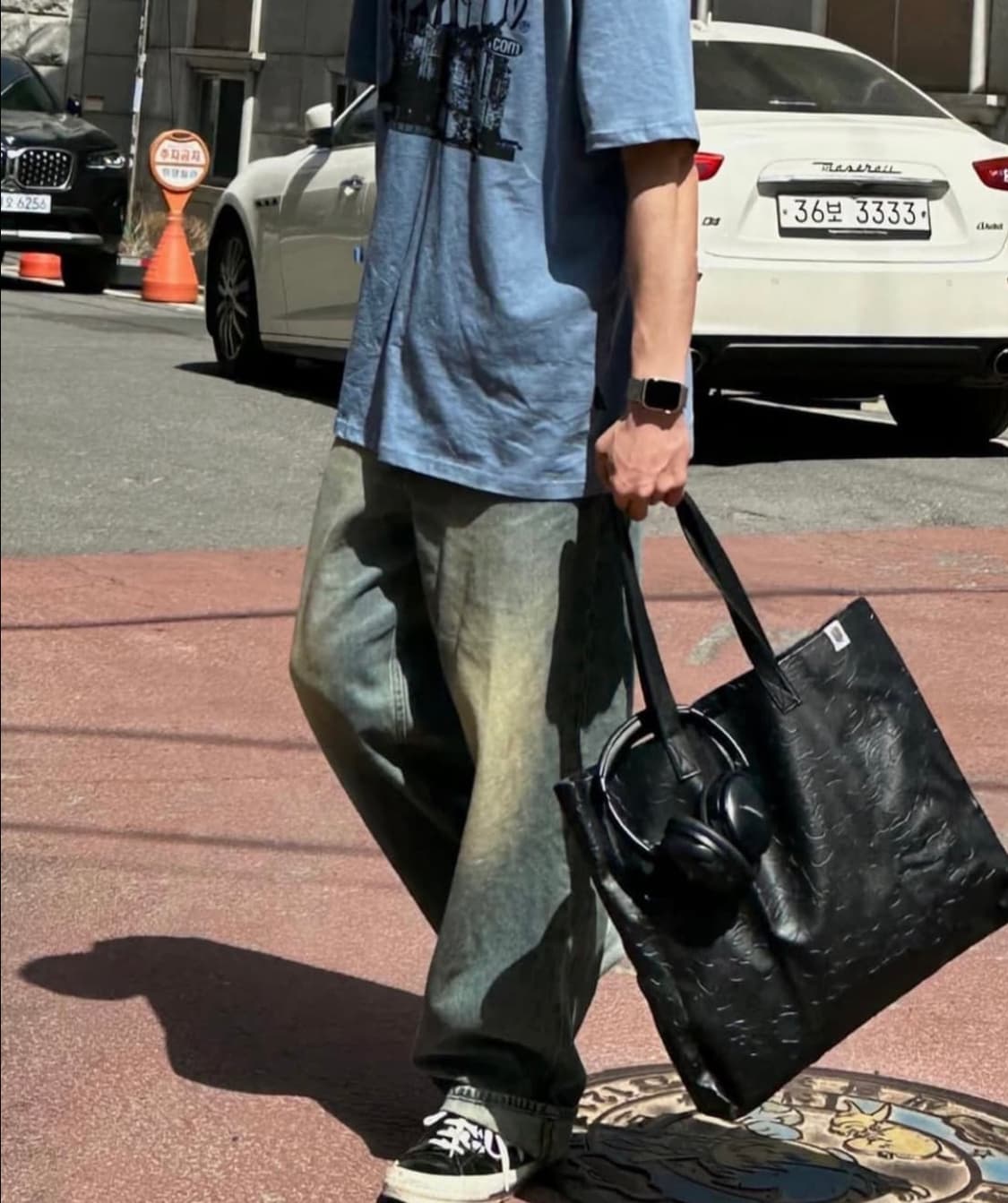 베이프 블랙 가죽 토트백 숄더백  상품이미지5