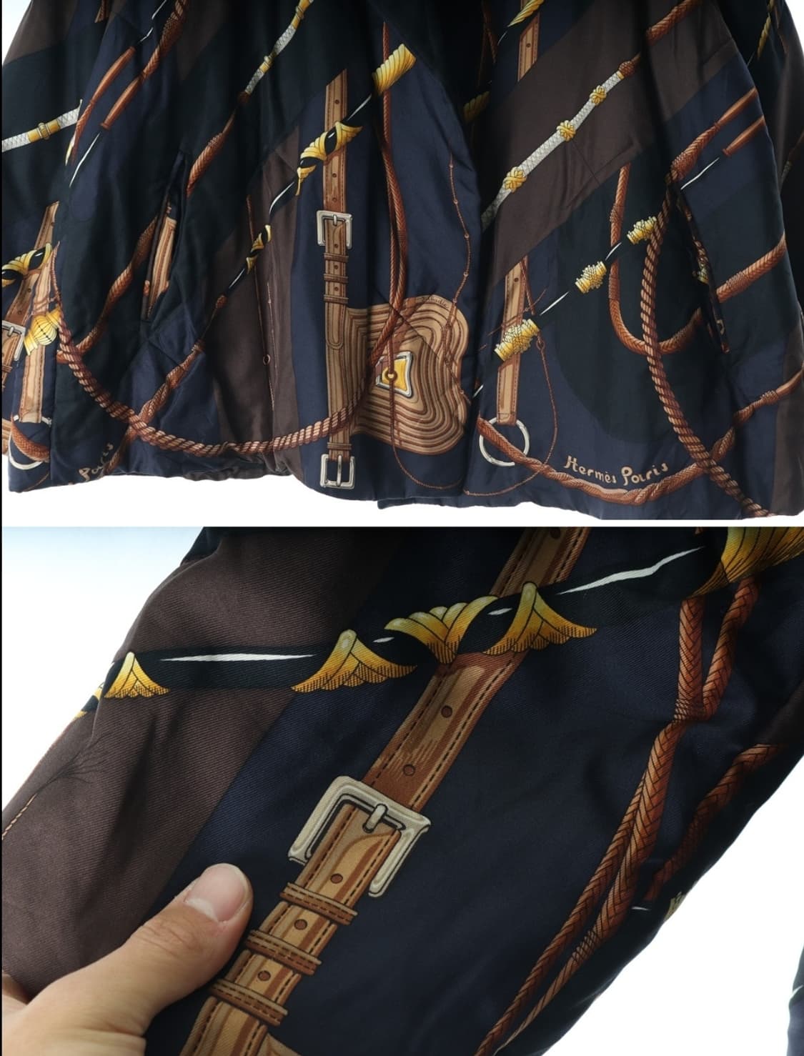 [정품]에르메스 100% 실크 헤리티지 퀼팅 자켓(66~77사이즈) 상품이미지5