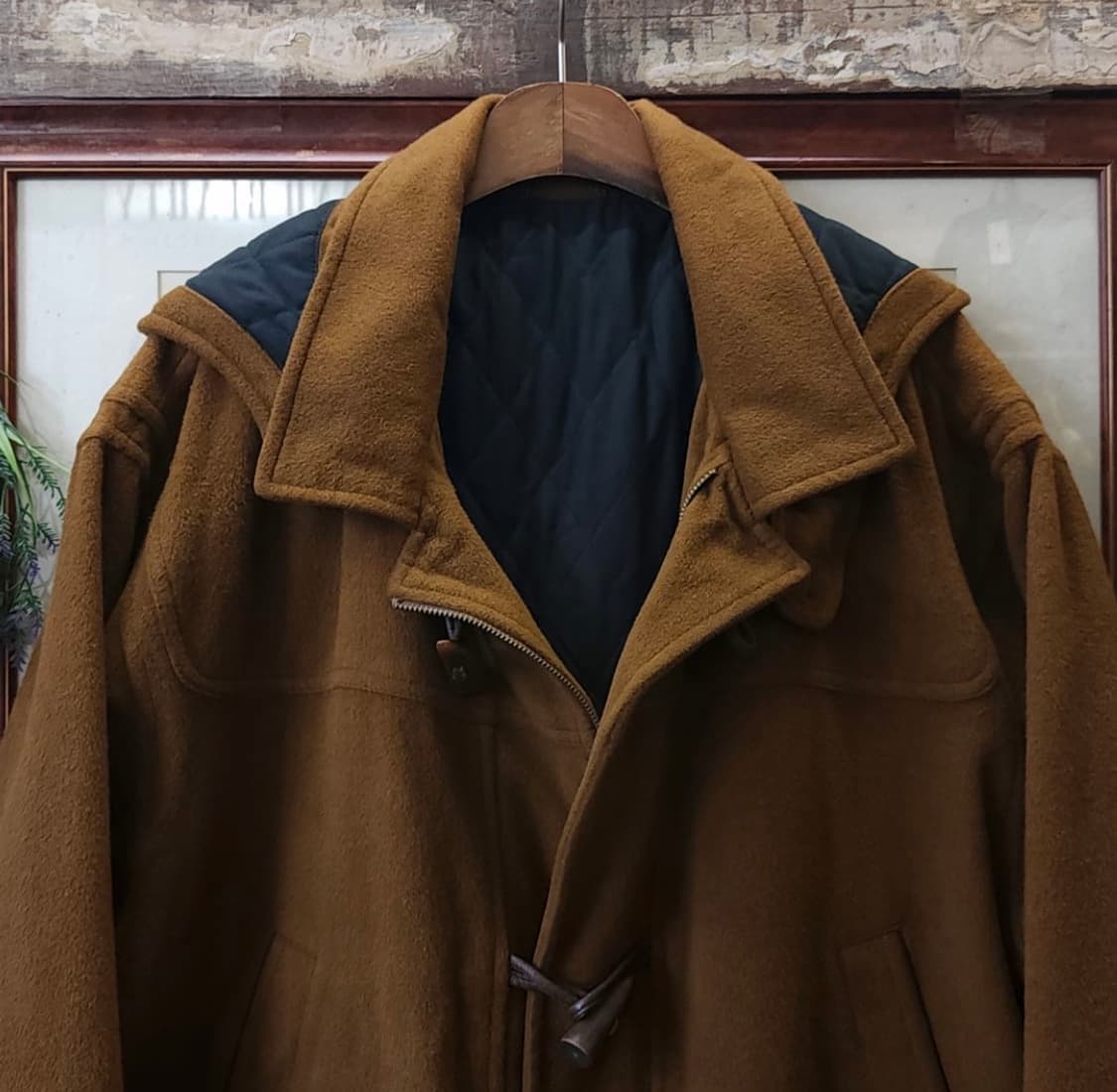 90s 프렌치 울 빈티지 더플 코트 브라운 XL 상품이미지3