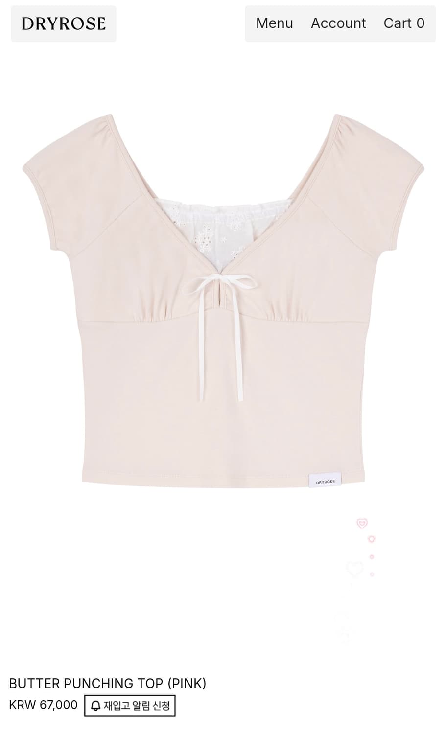 드라이로즈 핑크 레이스 탑 상품이미지1