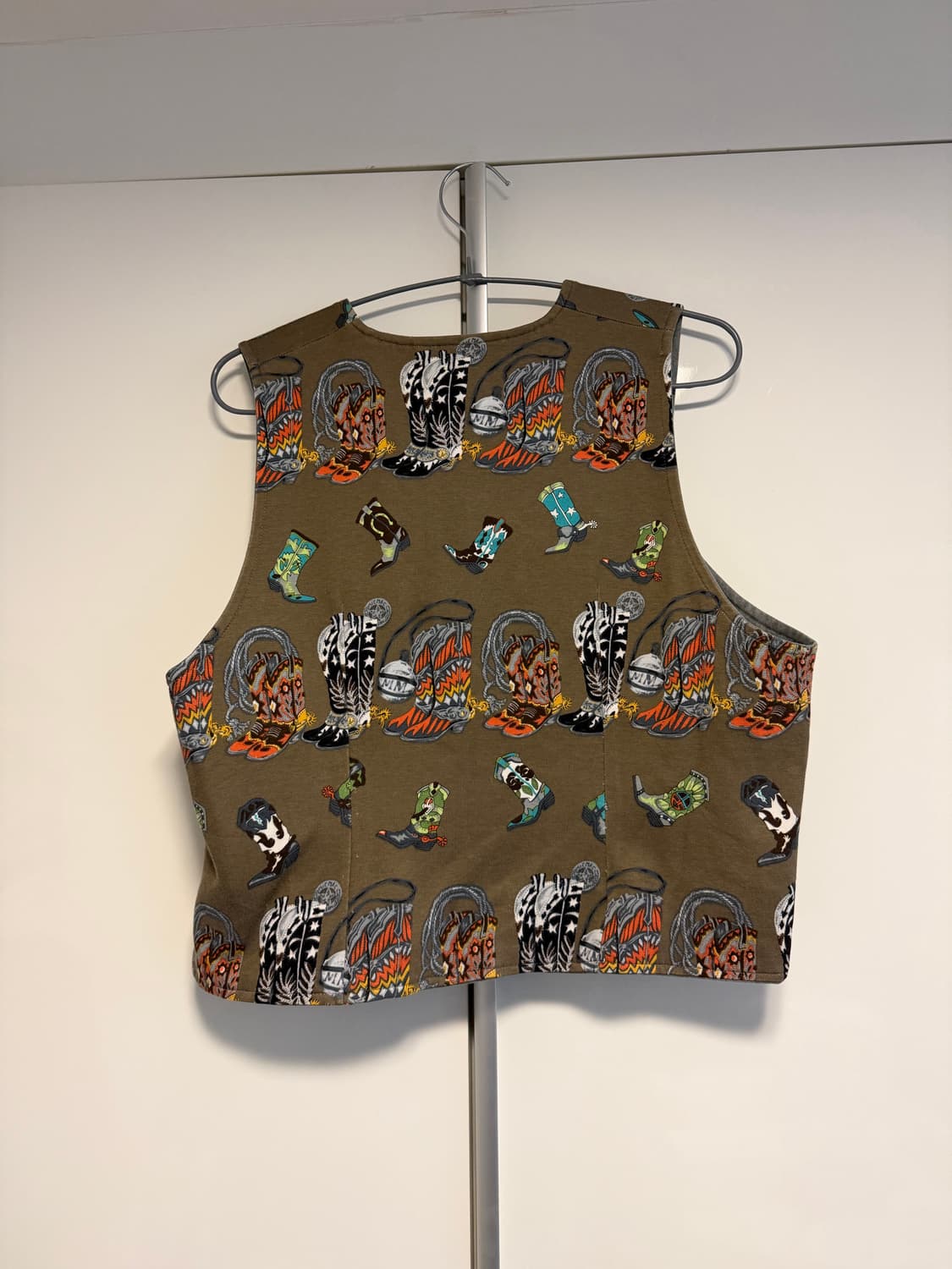 빈티지 웨스턴 부츠 패턴 베스트 리버서블 상품이미지4