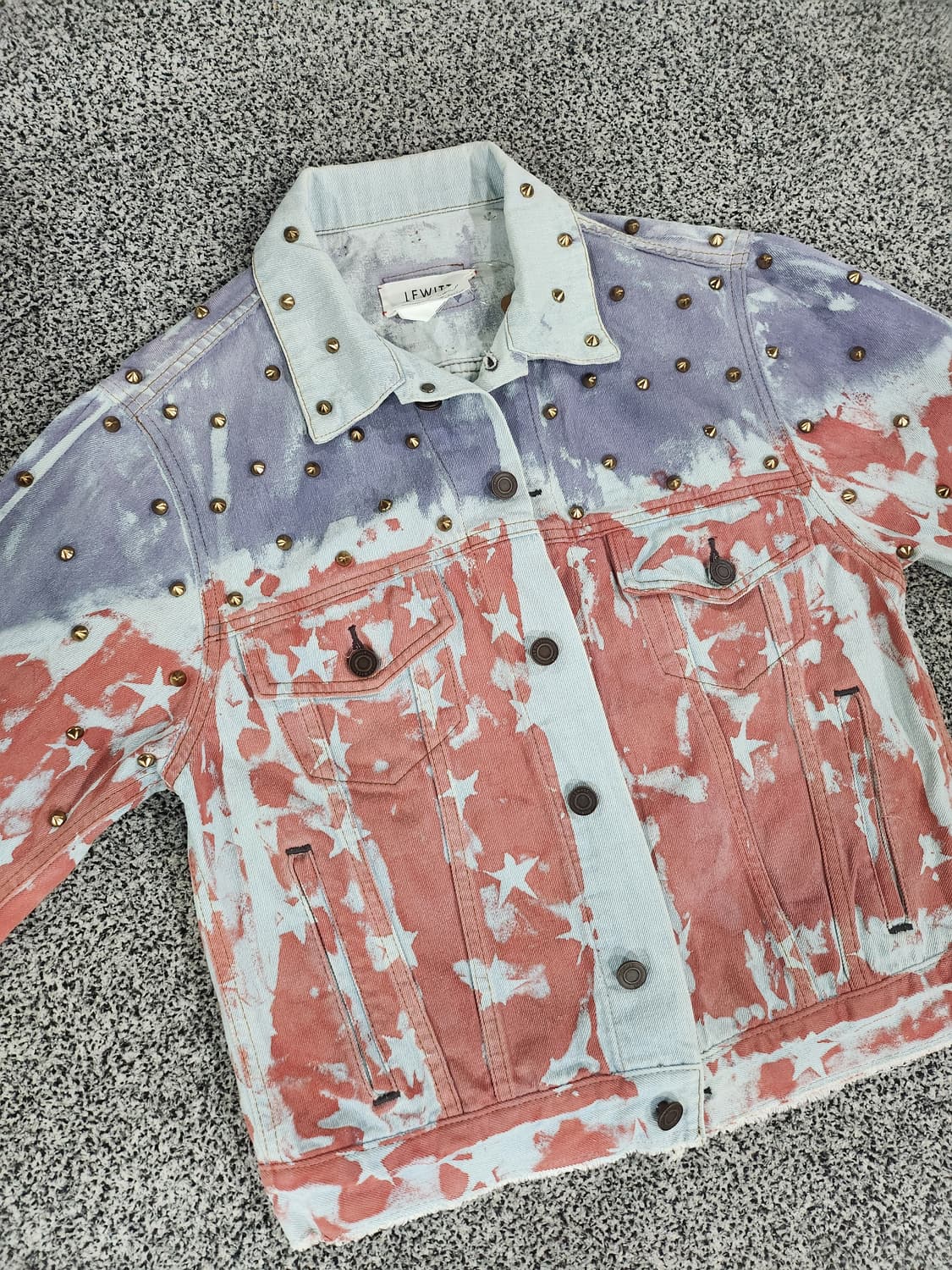 스트릿 감성 타이다이 스타패턴 데님자켓 상품이미지1