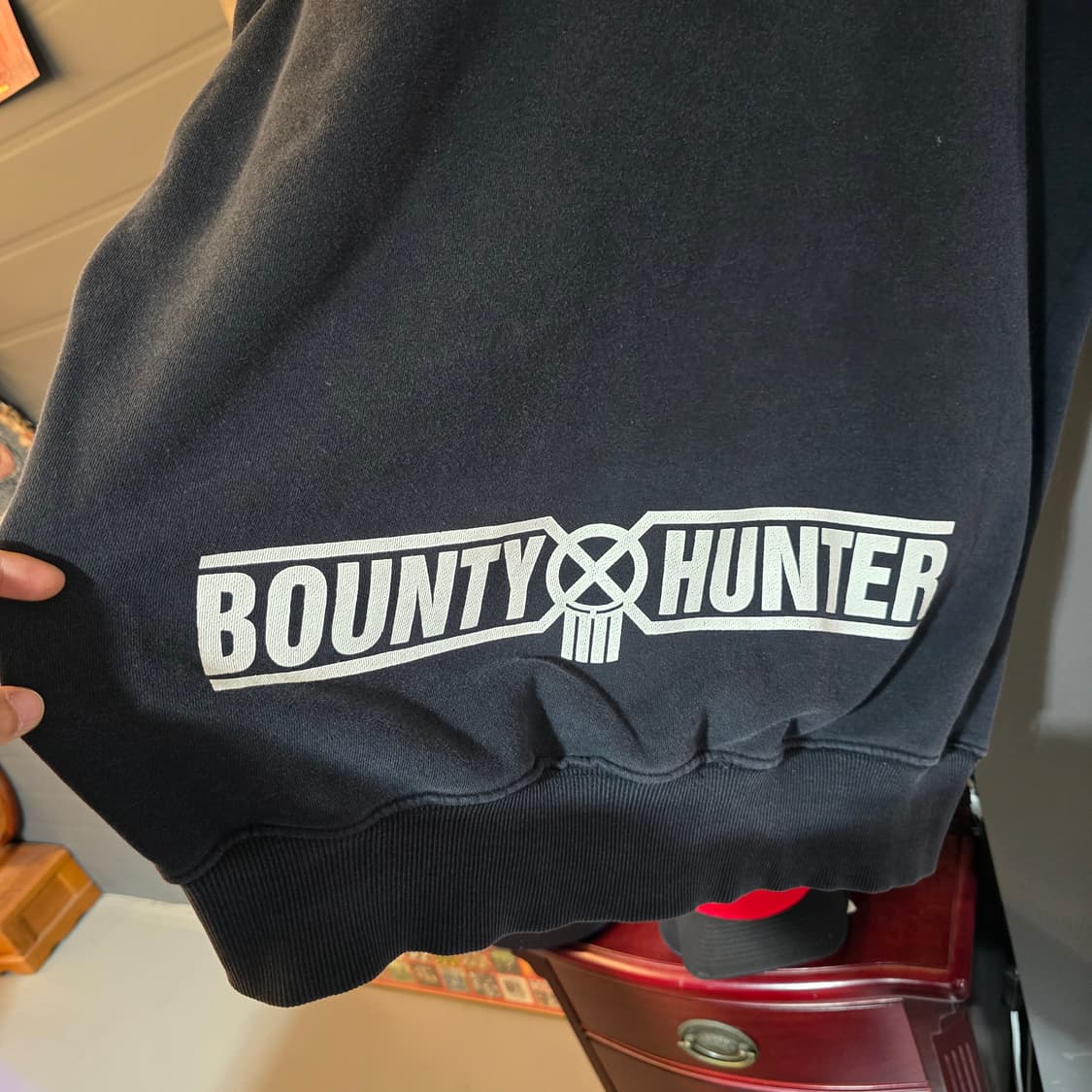 바운티헌터 스컬 프린팅 맨투맨 블랙 L 오버핏 상품이미지7