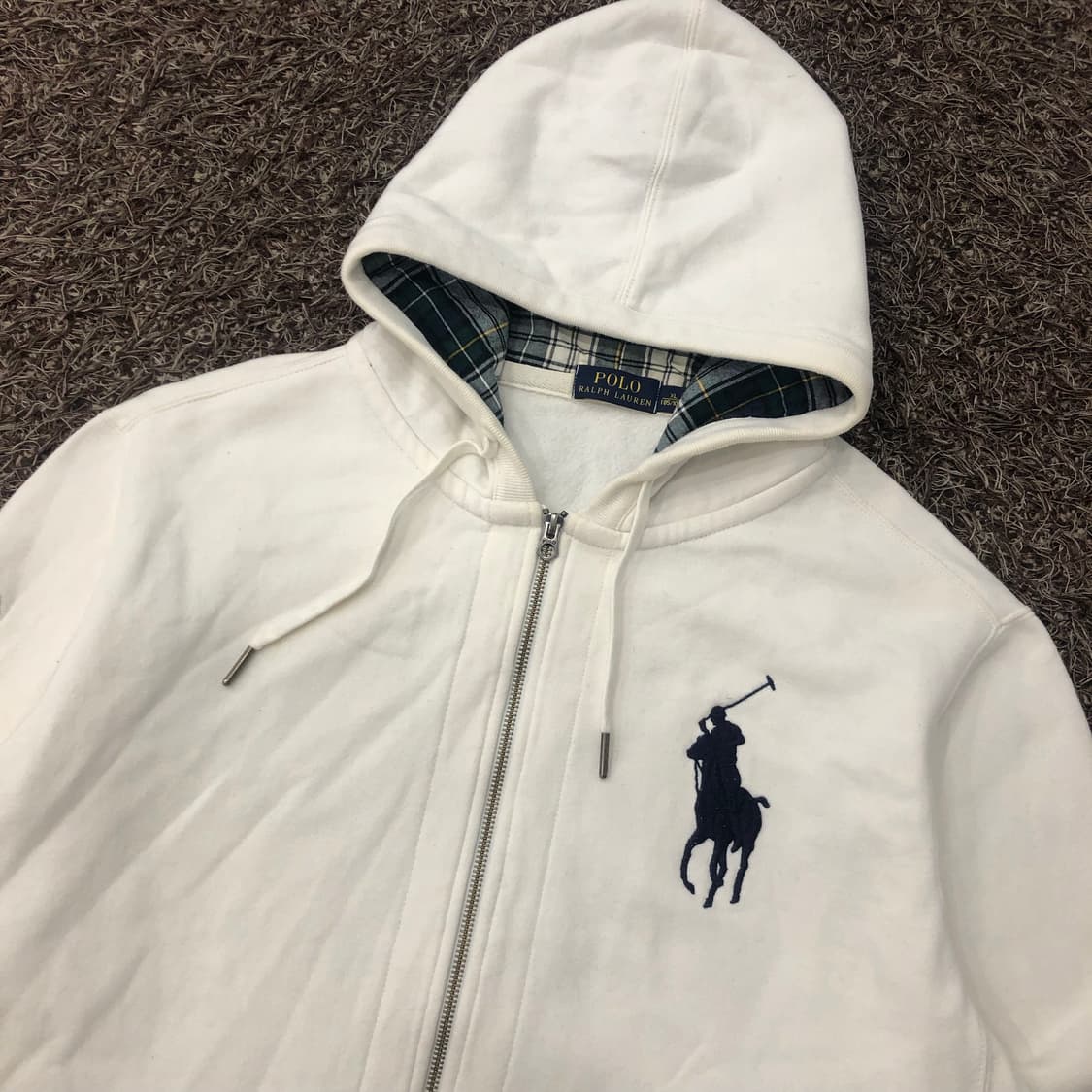 폴로 랄프로렌 빅포니 화이트 체크 투웨이 후드집업 상품이미지2