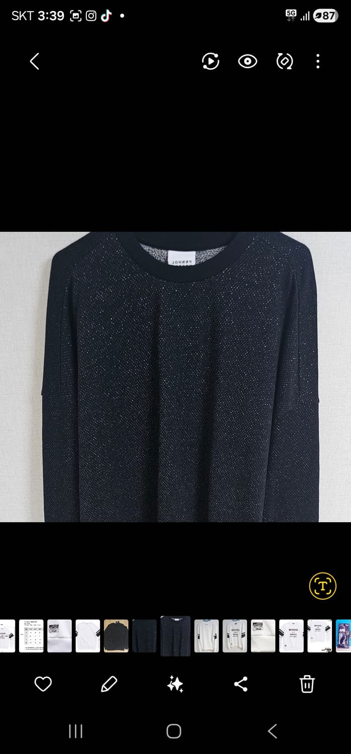 자니카슨반짝이포인트쭈리맨투맨 티셔츠 M새상품미개봉 상품이미지1