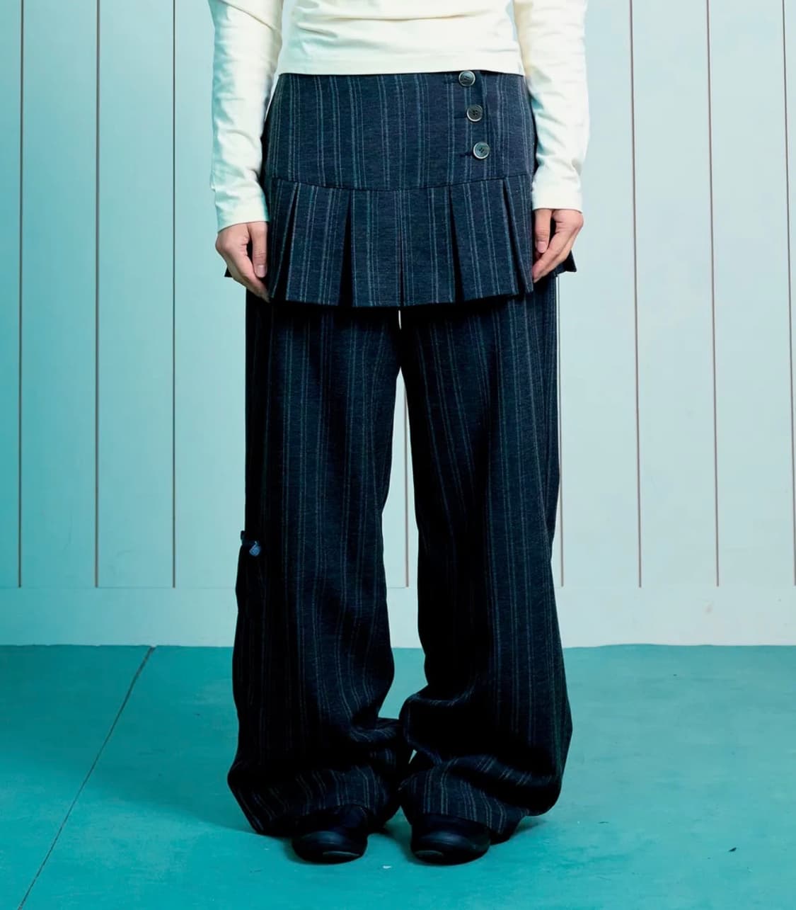 더콜디스트모먼트 스커트 레이어드 버튼 팬츠 L 상품이미지1