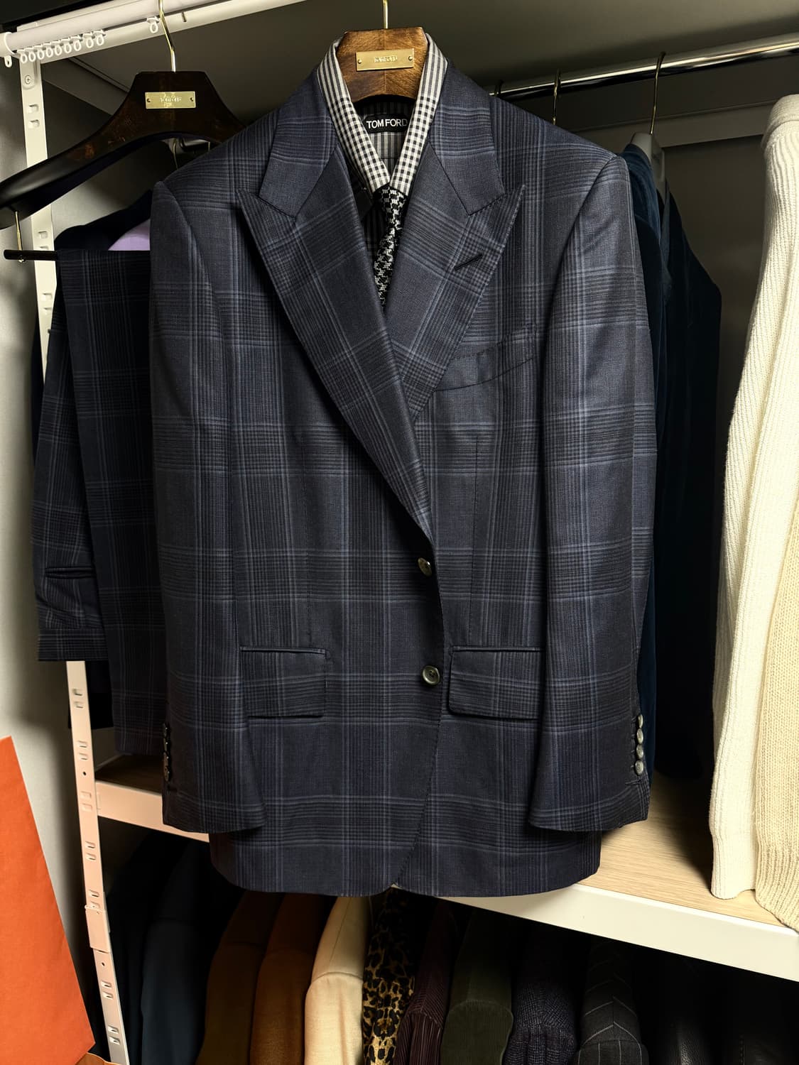 (명작,강추👍)톰포드 프린스웨일 체크 네이비 윈저 수트 상품이미지5