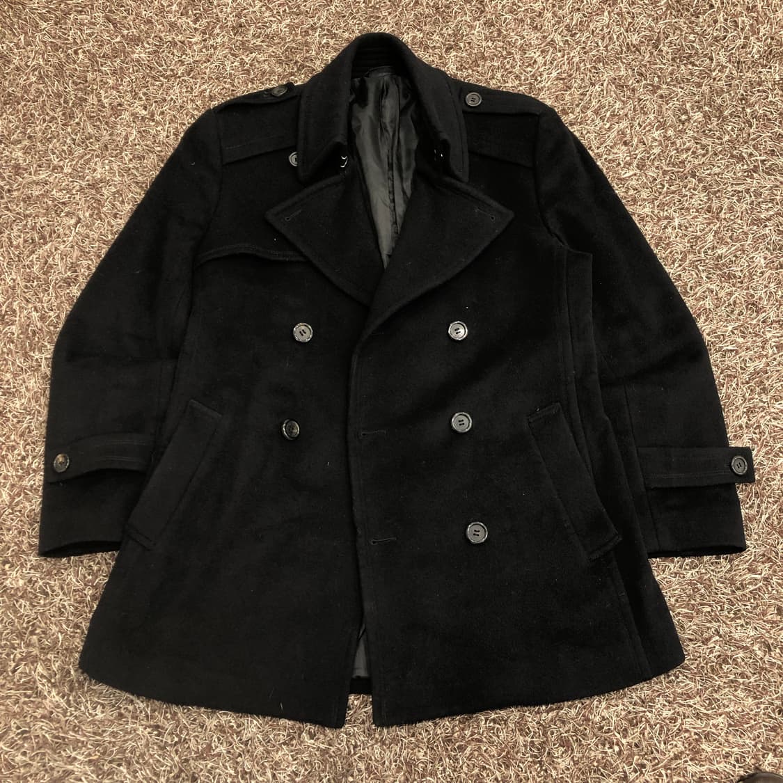 JASPER 울 블랙 더블 브레스트 피코트 상품이미지1