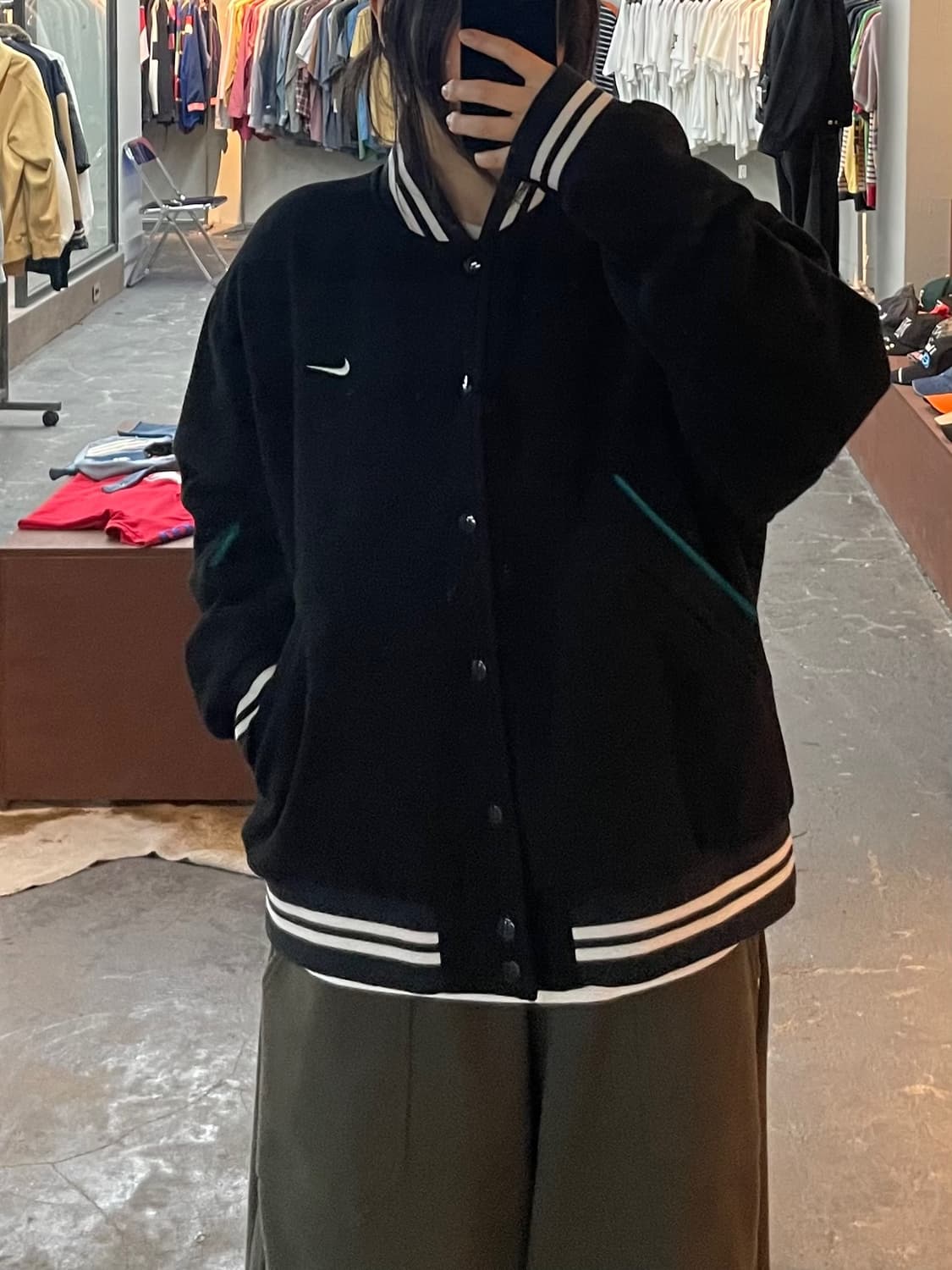나이키 로고 블랙 바시티 자켓 H2654 상품이미지1