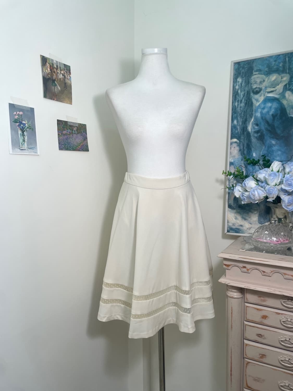 CECIL MCBEE ivory lace trim midi skirt 상품이미지1