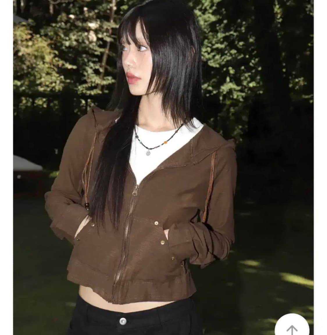 원더원더 튜티 빈티지 우드 슬라브 크롭 후드집업 y2k 상품이미지1