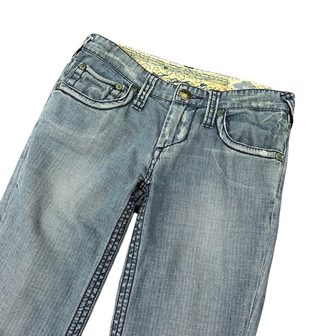 JPN 포켓 디테일 워싱 데님 로우라이즈 부츠컷 팬츠 상품이미지3