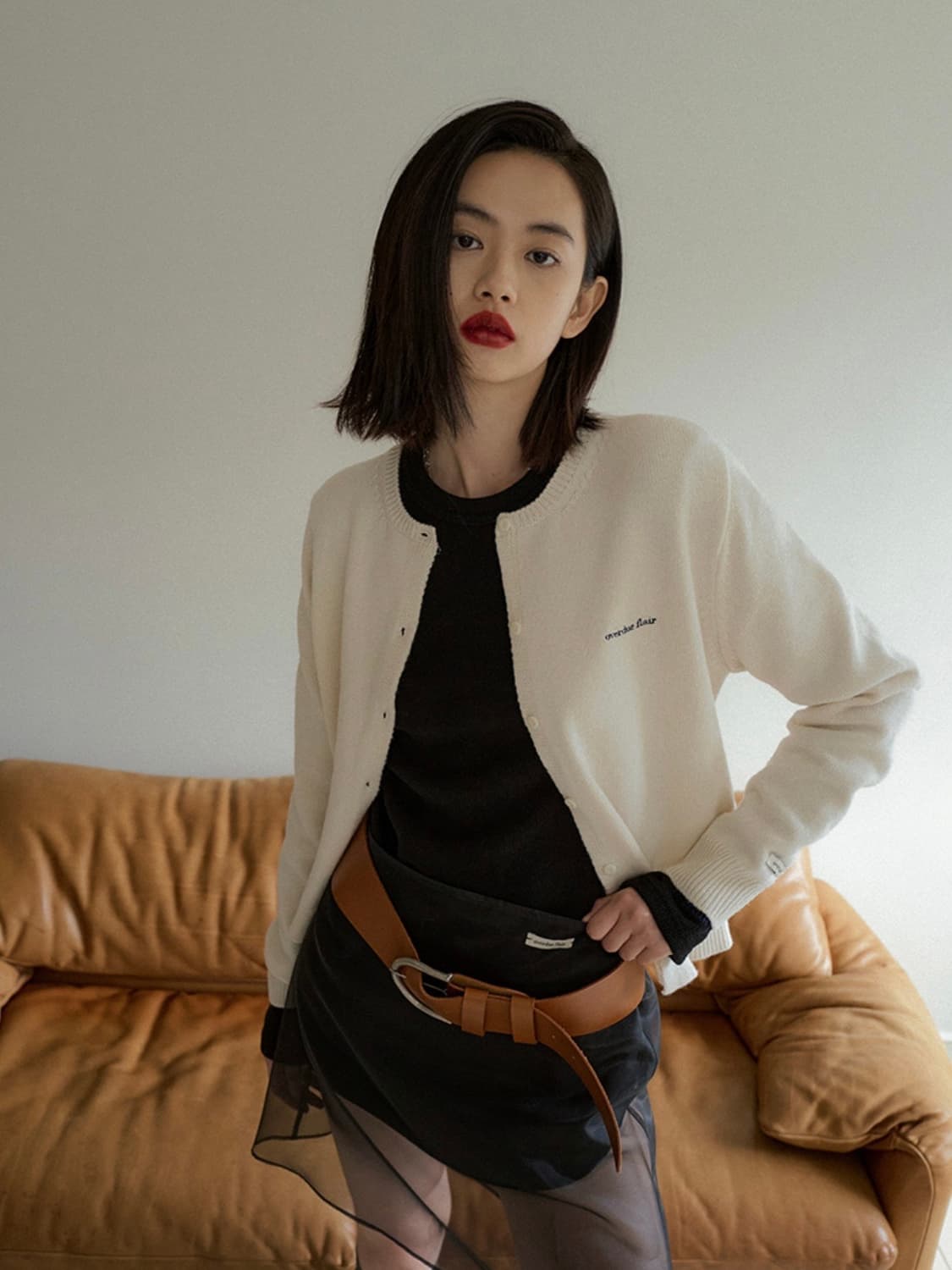 오버듀플레어 울 가디건 크림 상품이미지1