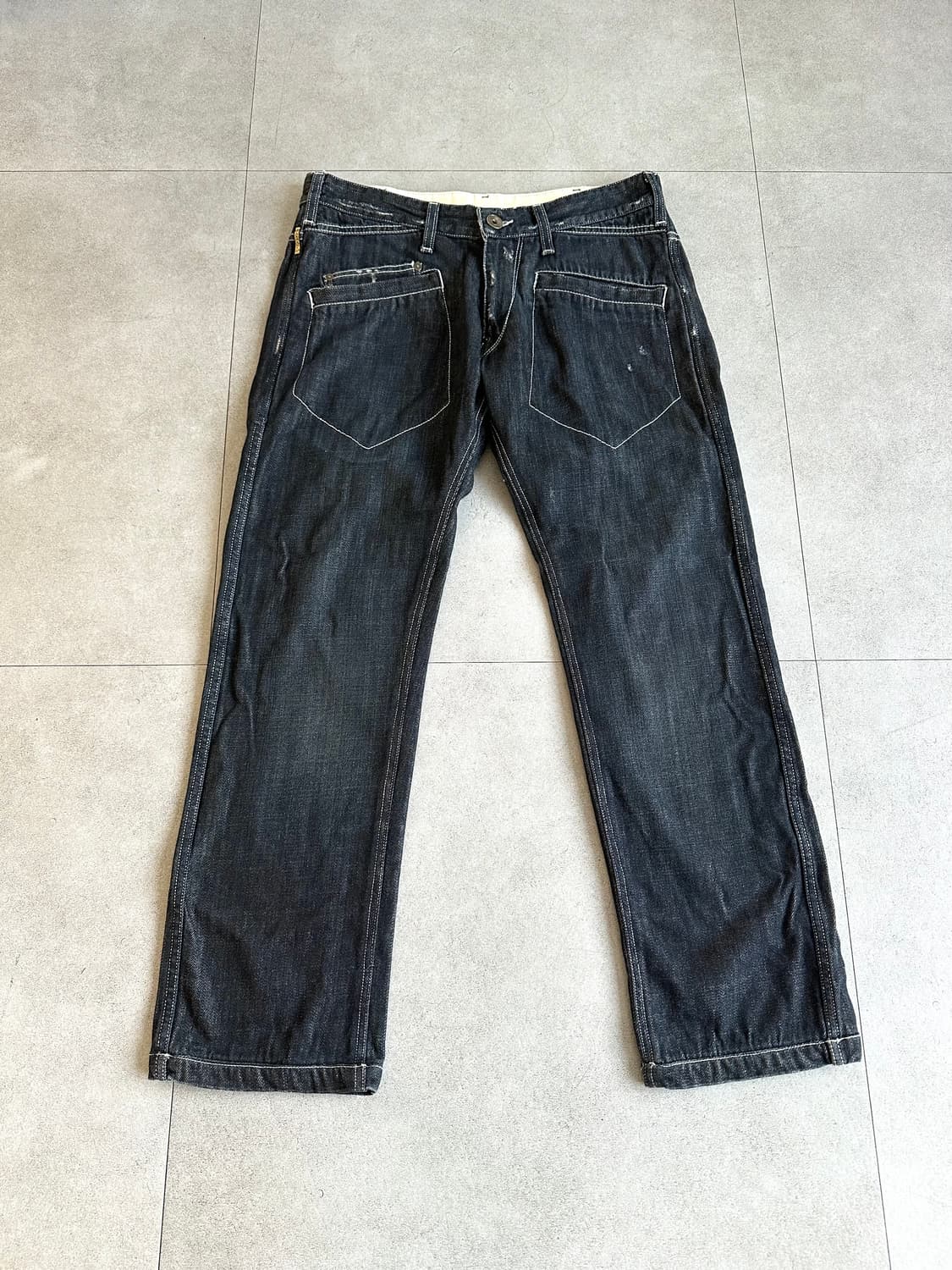 알마니 2000s 디스트로이드 포켓 새깅진 상품이미지3