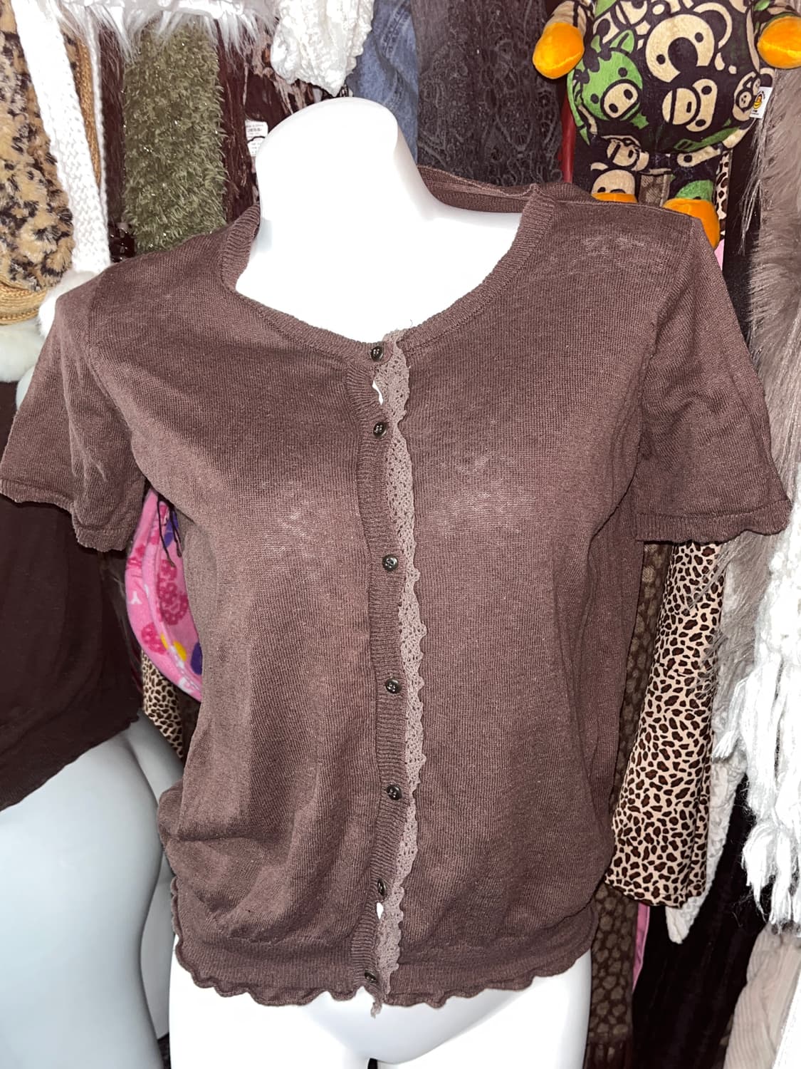 쿠마모리 브라운 레이스 가디건 상품이미지1