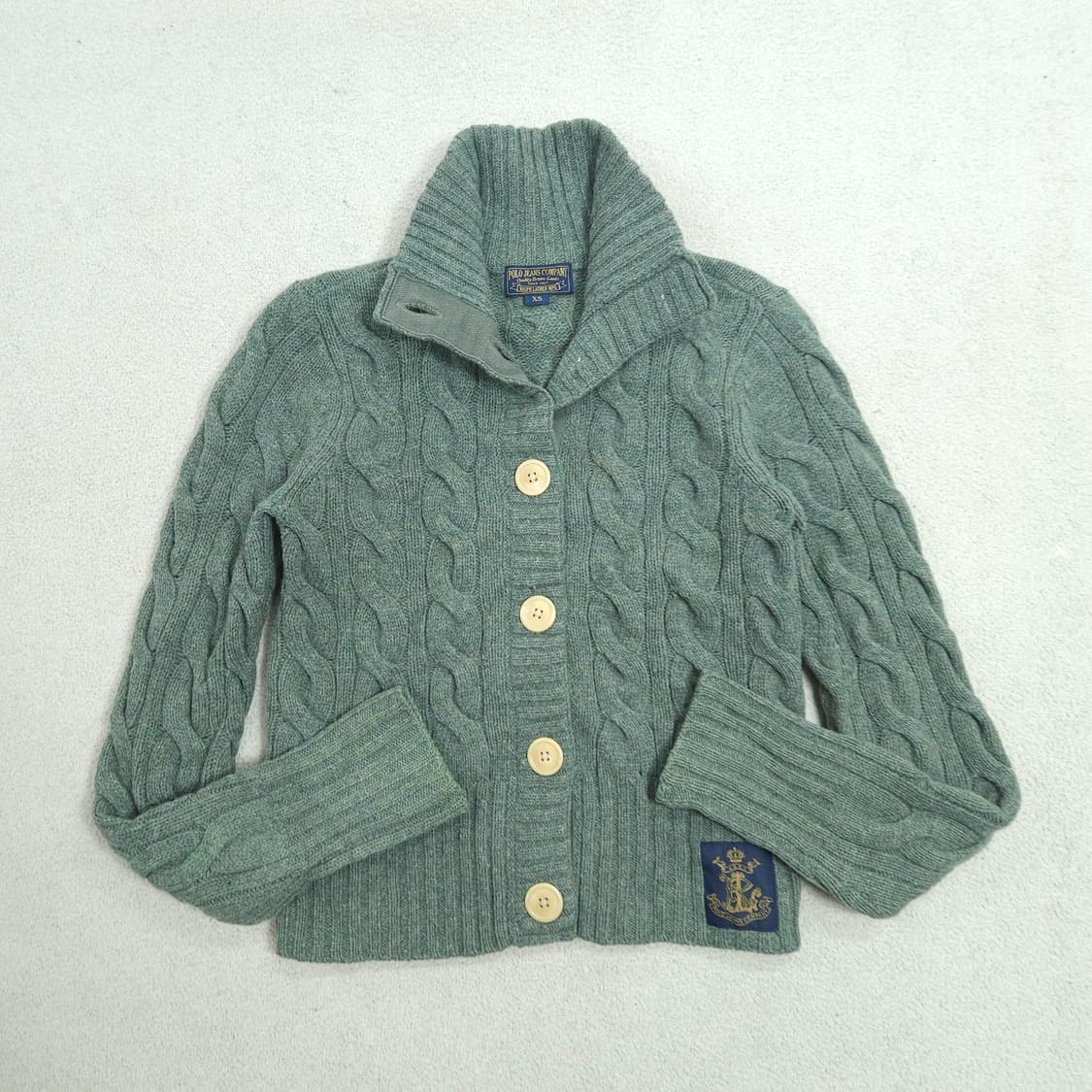 폴로진스 램스울 하이넥 케이블 가디건 XS 상품이미지2