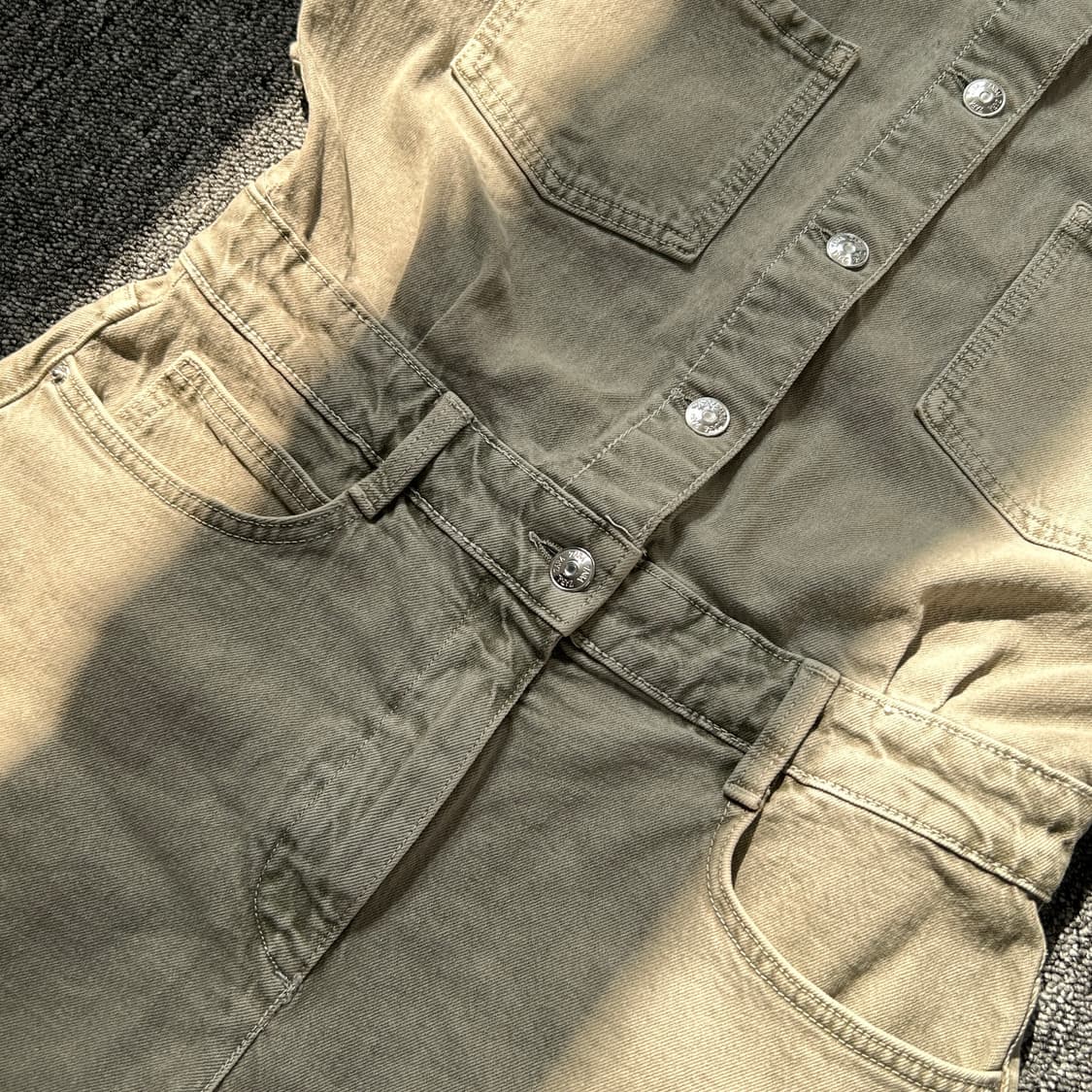 자라 카키 데님 점프슈트 상품이미지5