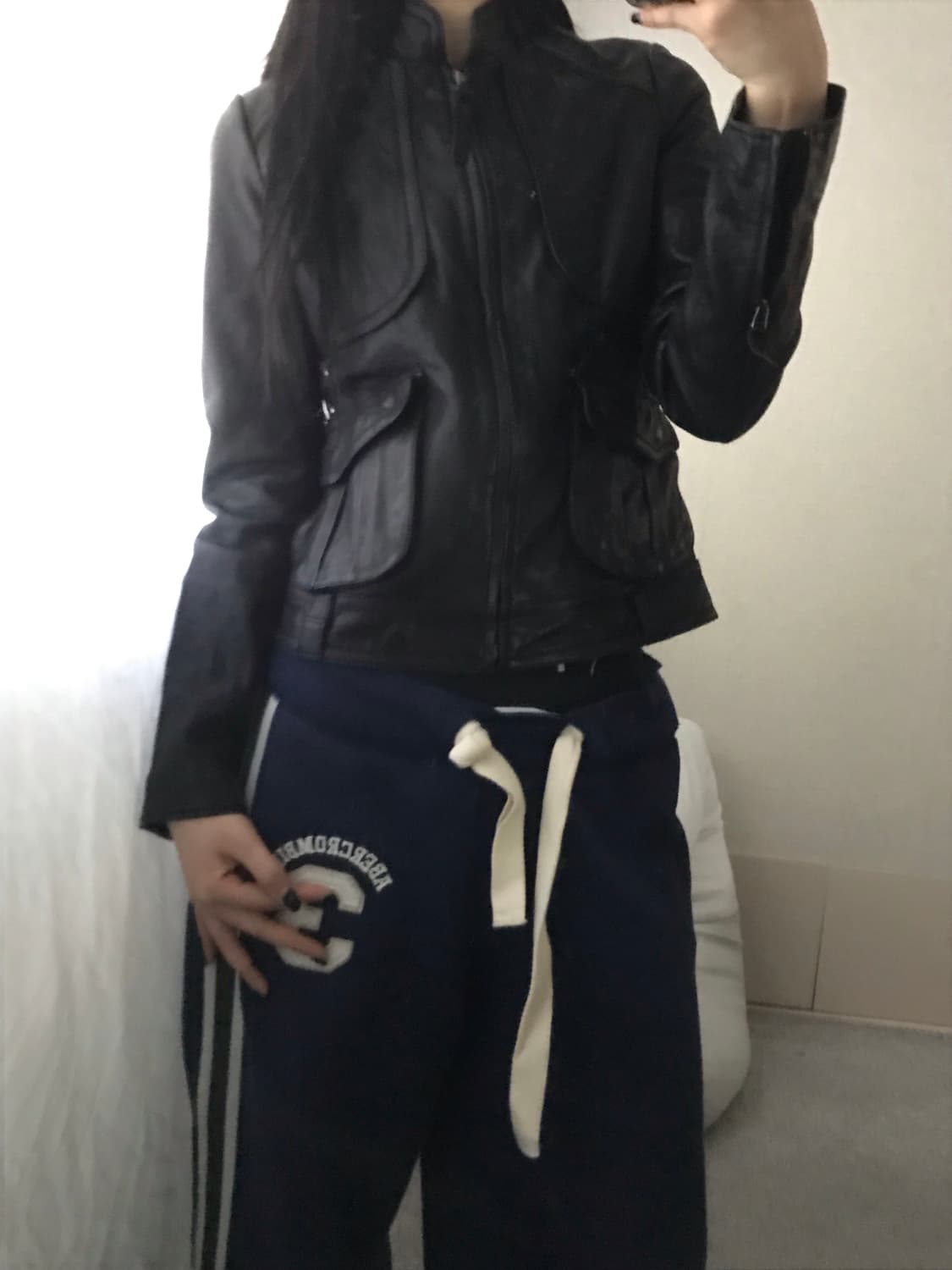 차이나카라 블랙 양가죽자켓 상품이미지7