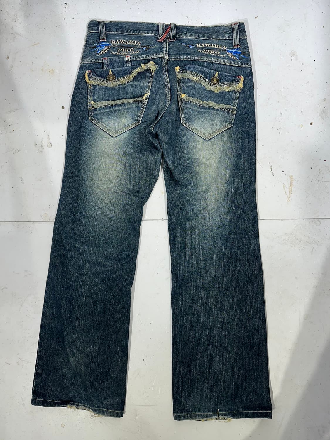 90s pico 진청 캣 워싱 와이드 데님 청바지  상품이미지5