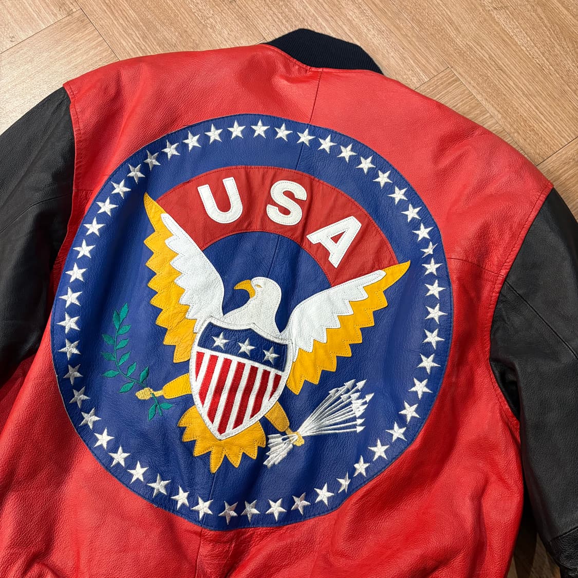 마이클호반 성조기 레더 봄버 자켓 상품이미지2