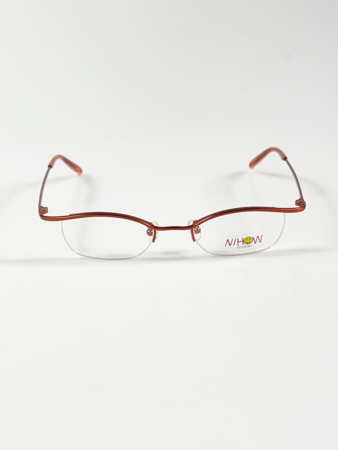 90s NIHOW 브라운 메탈 스퀘어 반무테 빈티지 안경 상품이미지2