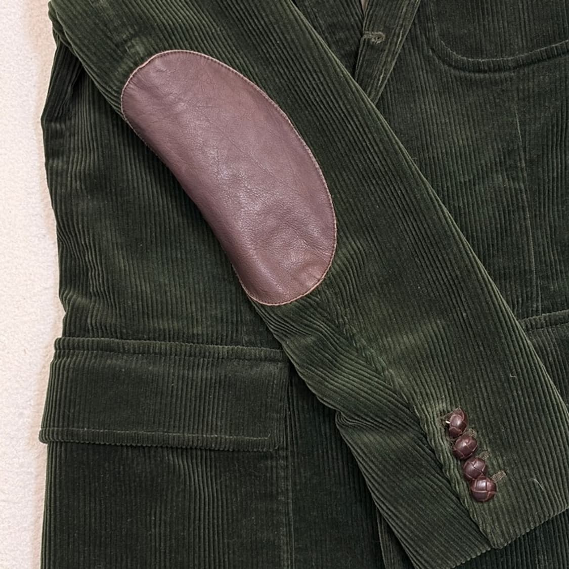 POLO 딥그린 코듀로이 엘보레더 블레이저 38R 상품이미지3