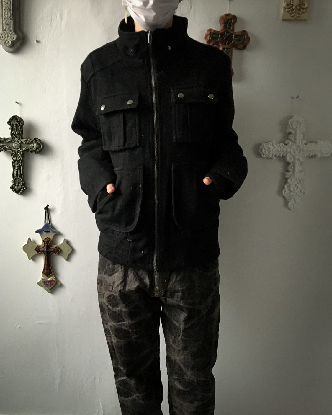 Pocket point woolen high neck jacket 상품이미지1