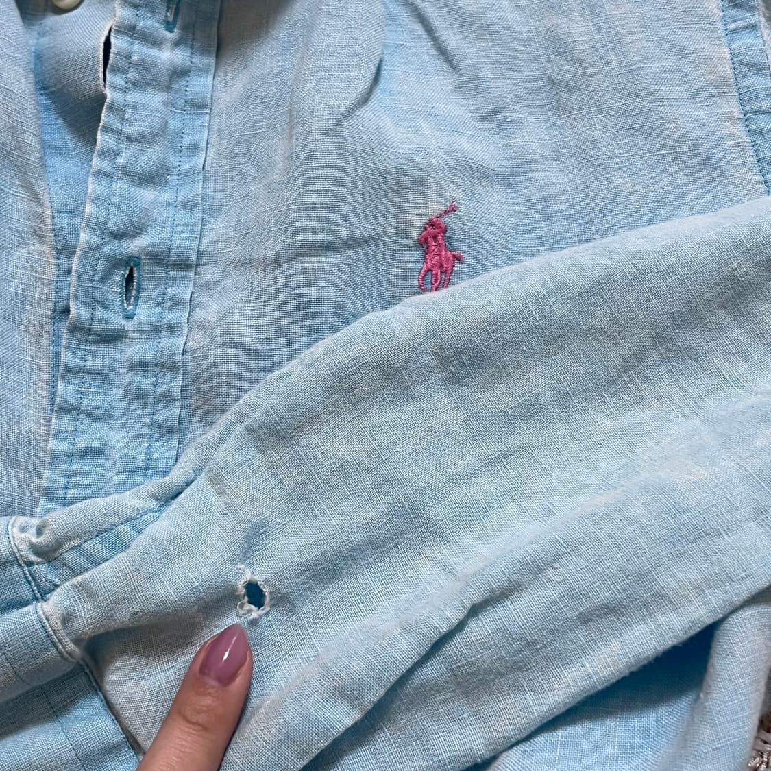 [정품] 폴로 소라 / 핑크포니 린넨 셔츠 [ XS ] 상품이미지7