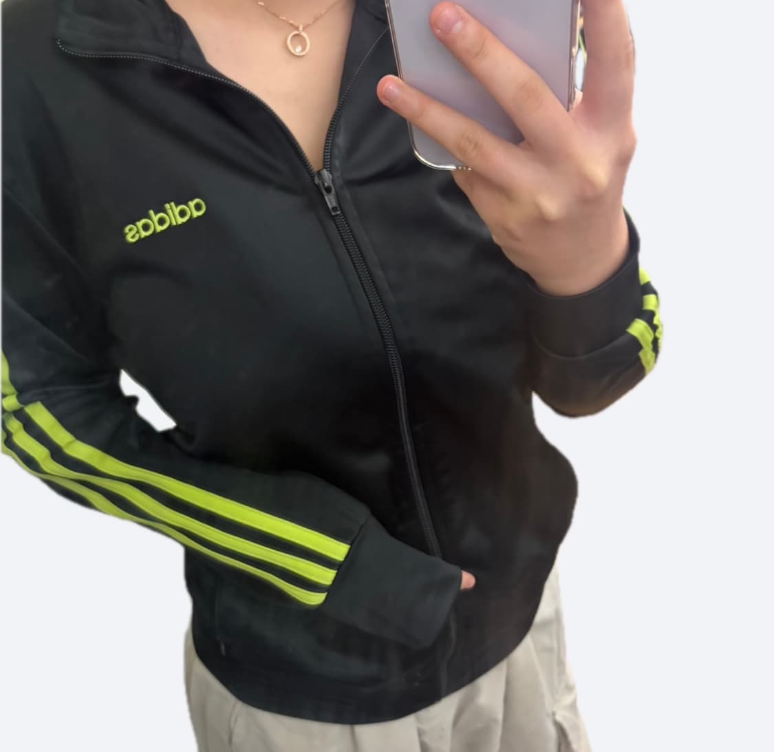 ✨아디다스 네온 형광 빅로고 블랙 트랙탑 져지✨ 상품이미지1