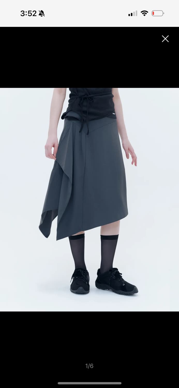 Side pleats gathered midi skirt CHARCOAL 상품이미지1