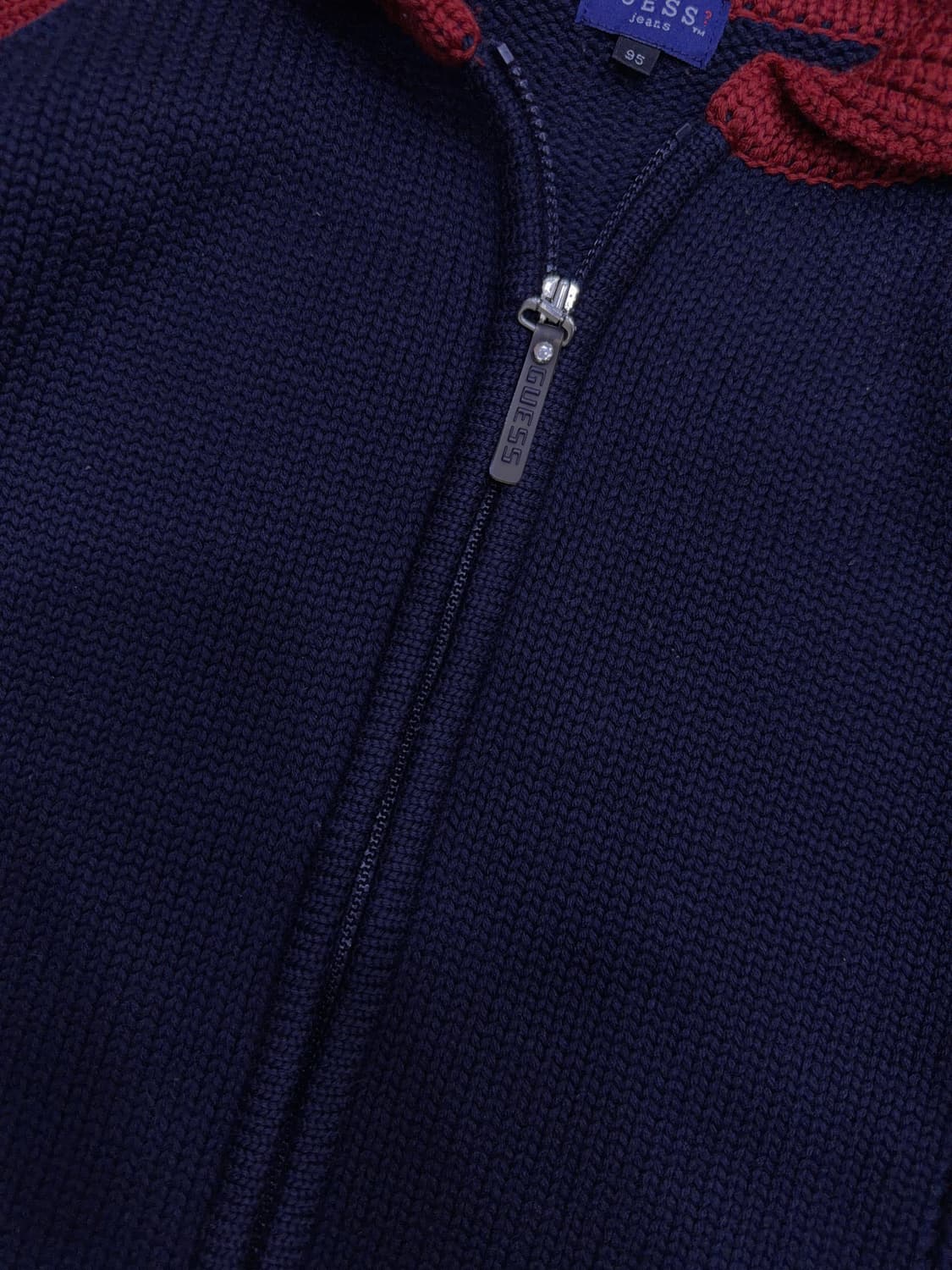 게스 진스 네이비 레드 집업 니트 가디건 자켓 95 상품이미지3